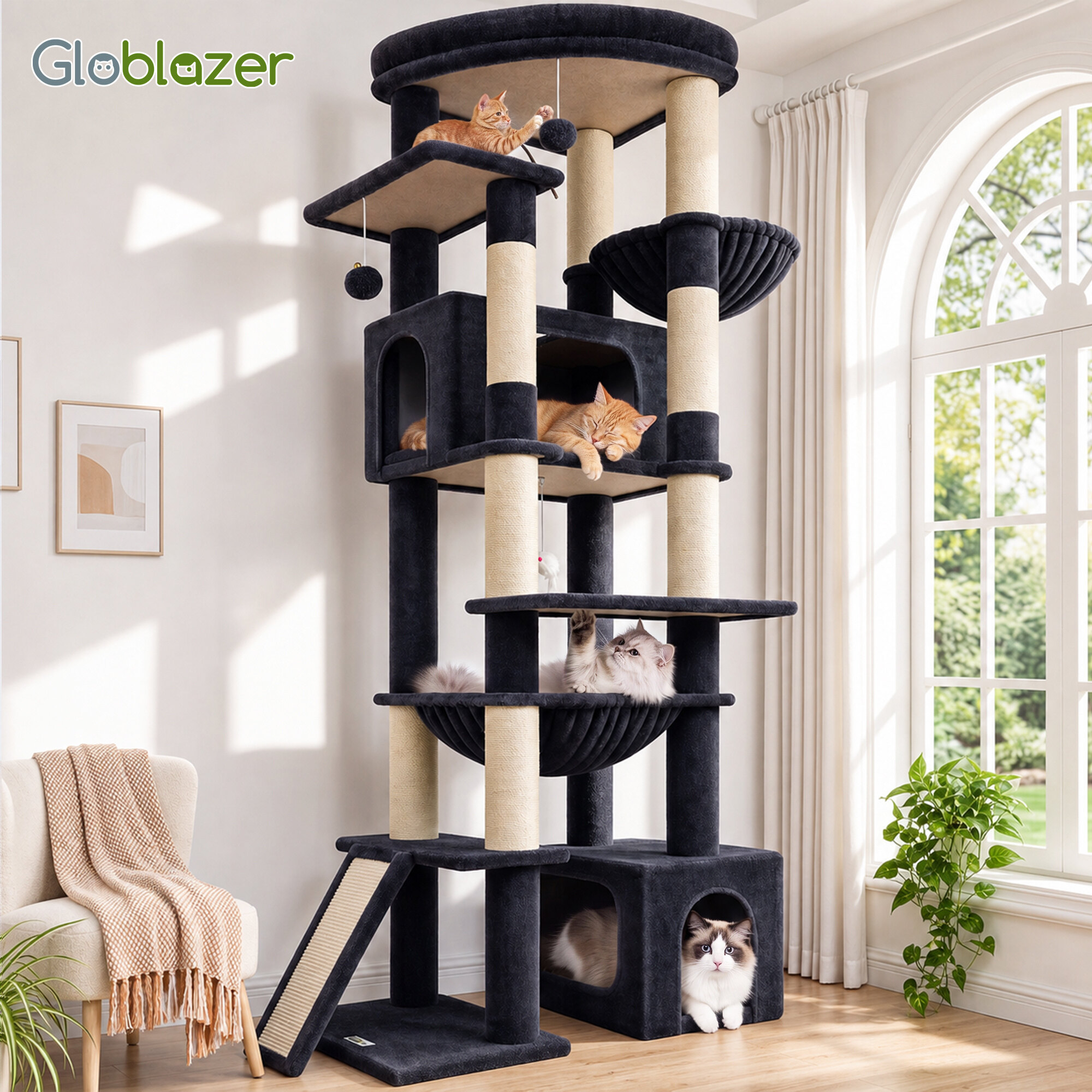 globlazer-f76e-arbre-chat-gris-fonc-193-cm image 8