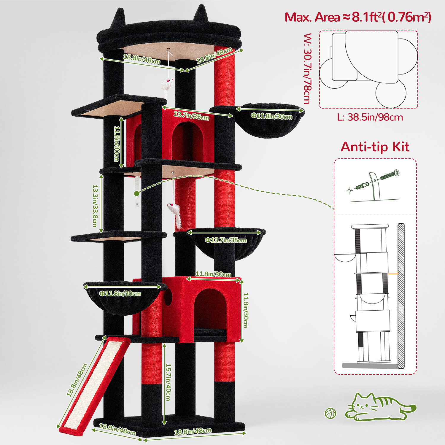 globlazer-s78g-arbre-chat-grand-rouge-noir-198-cm image 7
