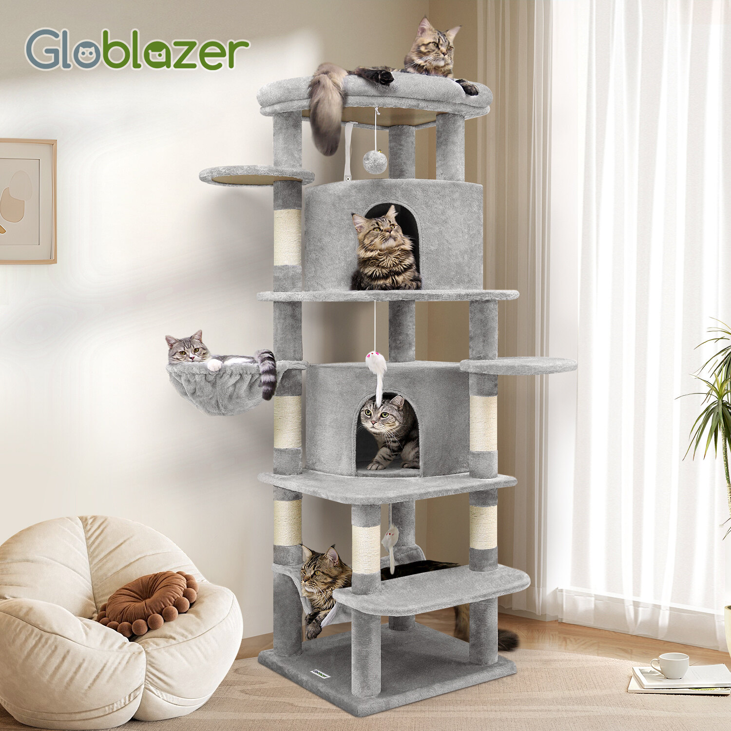globlazer-c66-arbre-chat-168-cm-gris-clair-panier image 5