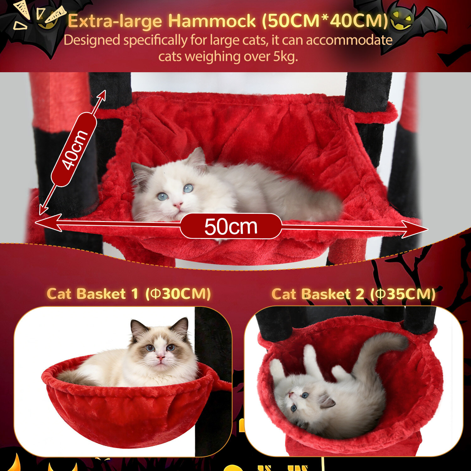 globlazer-s-series-s76b-arbre-chat-rouge-noir-76-pouces image 4