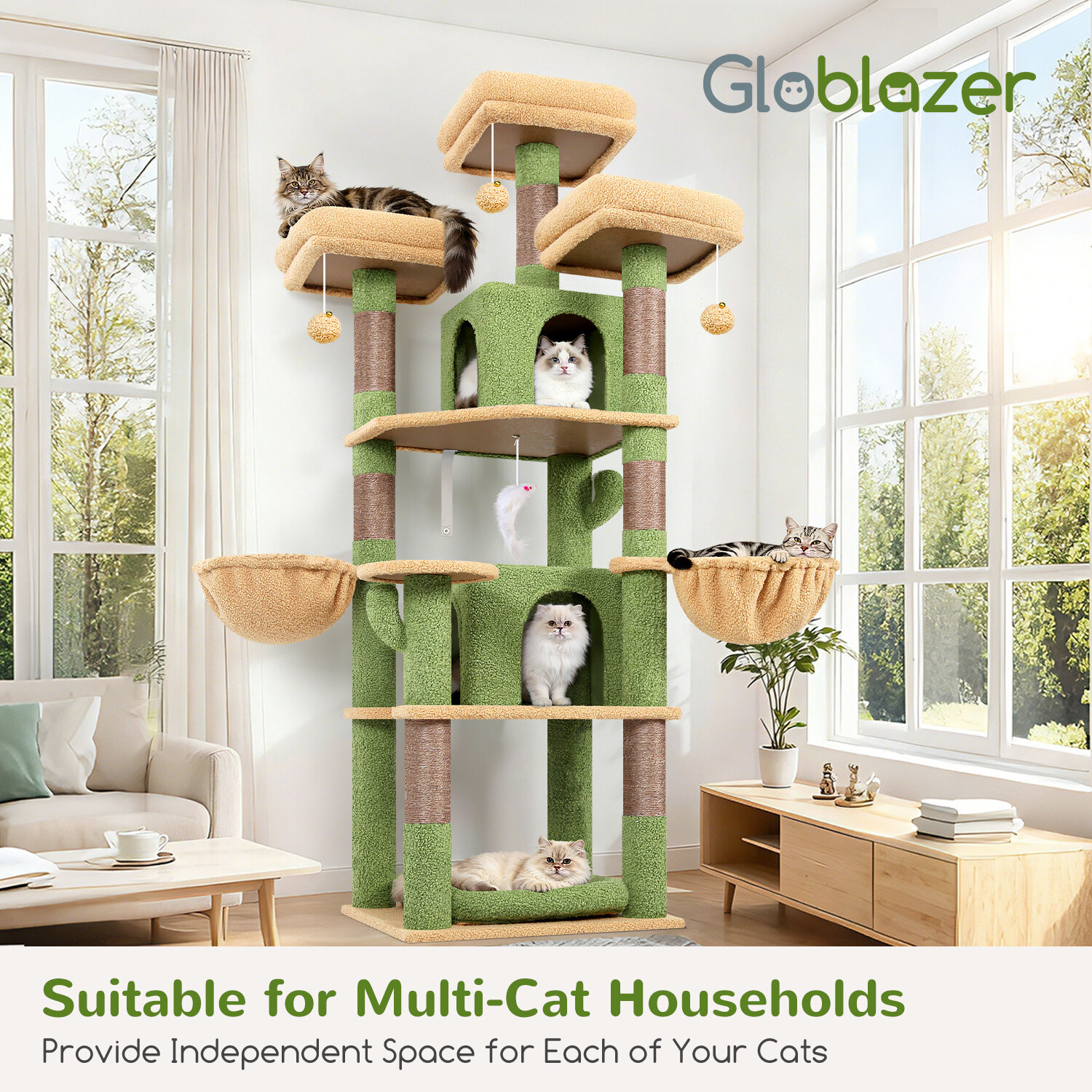 globlazer-f-series-f68b-arbre-chat-vert-cactus-68-pouces image 8