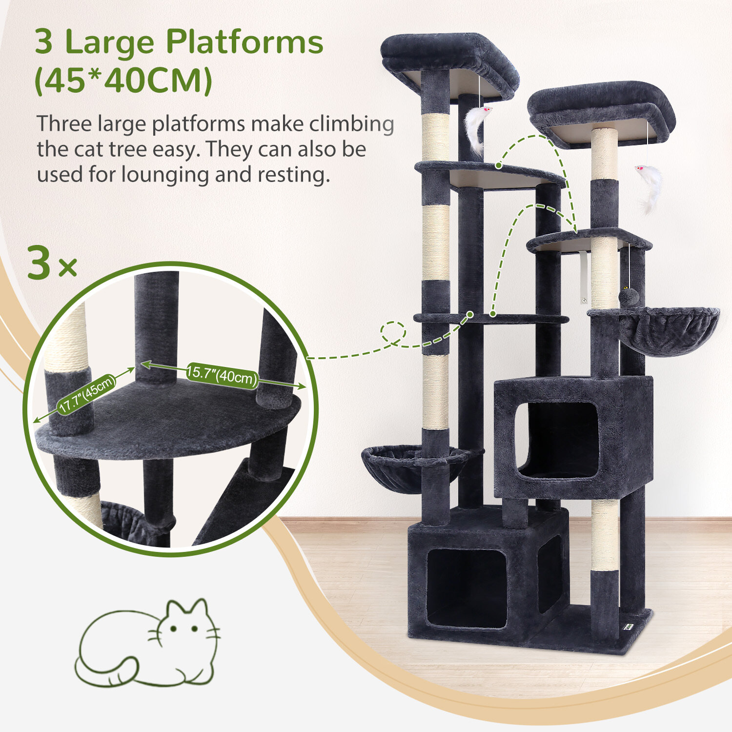globlazer-s-series-s74e-arbre-chat-gris-fonc-74-pouces image 5