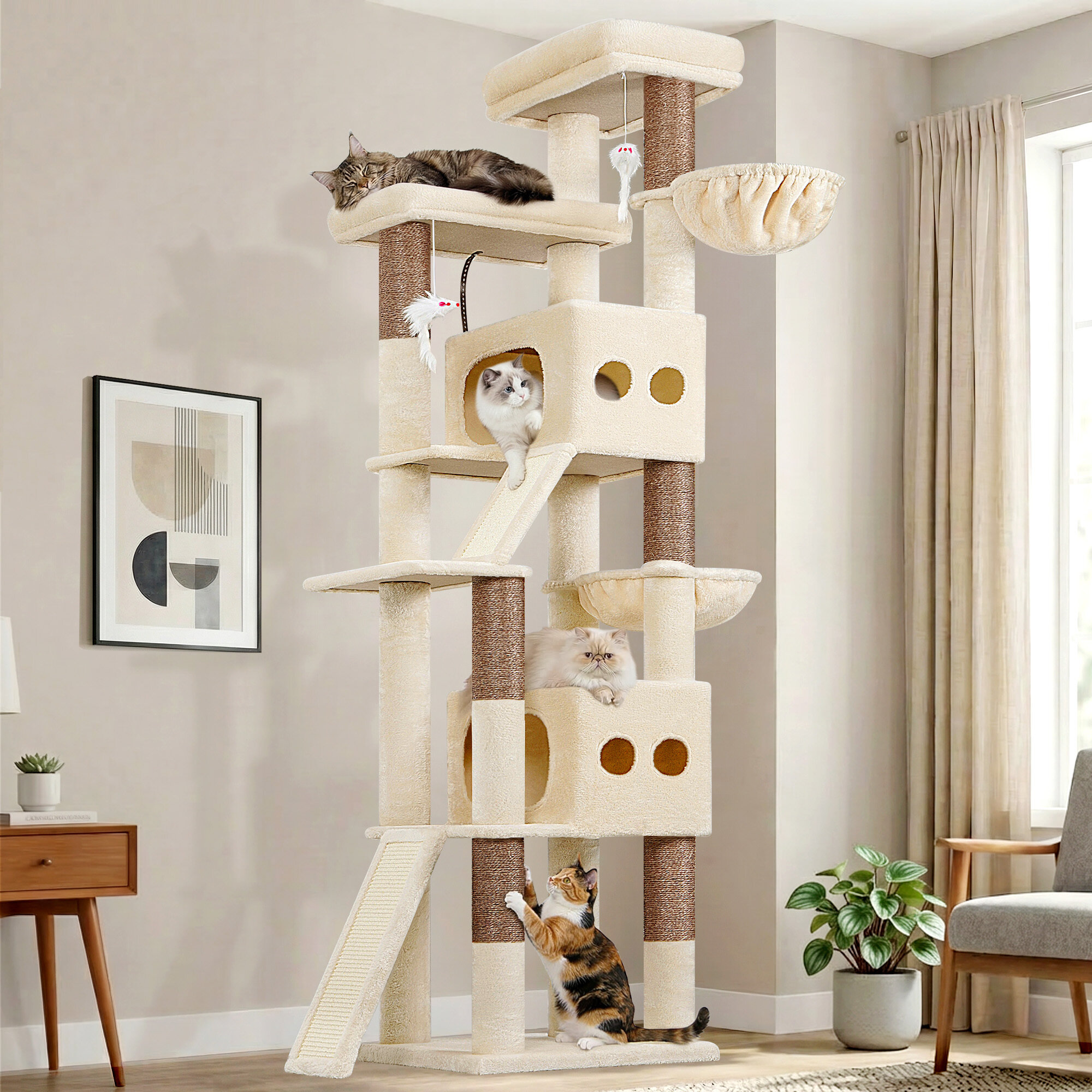 globlazer-s-series-s83f-arbre-chat-beige-83-pouces-robuste image 1