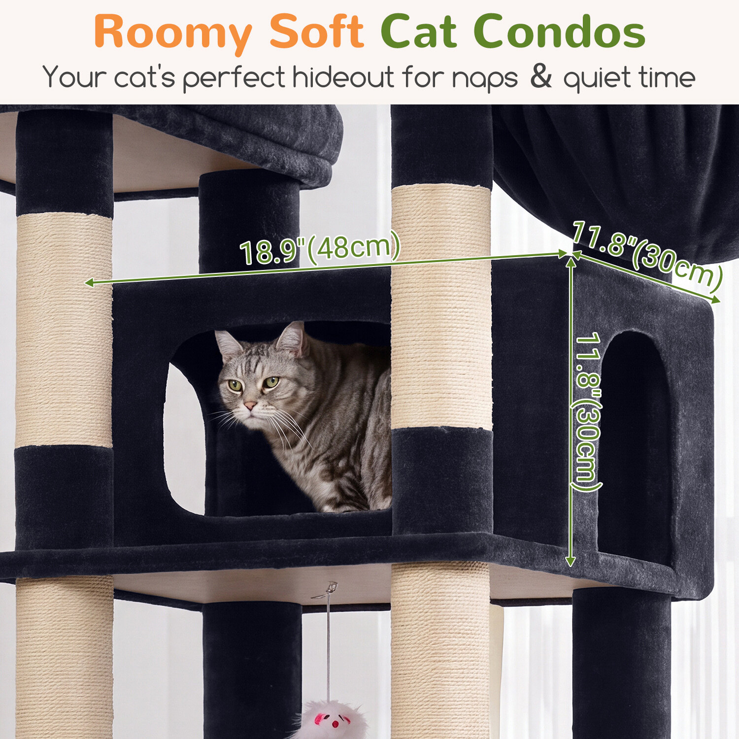 globlazer-f-series-f61b-arbre-chat-gris-fonc-61-pouces-xl image 3