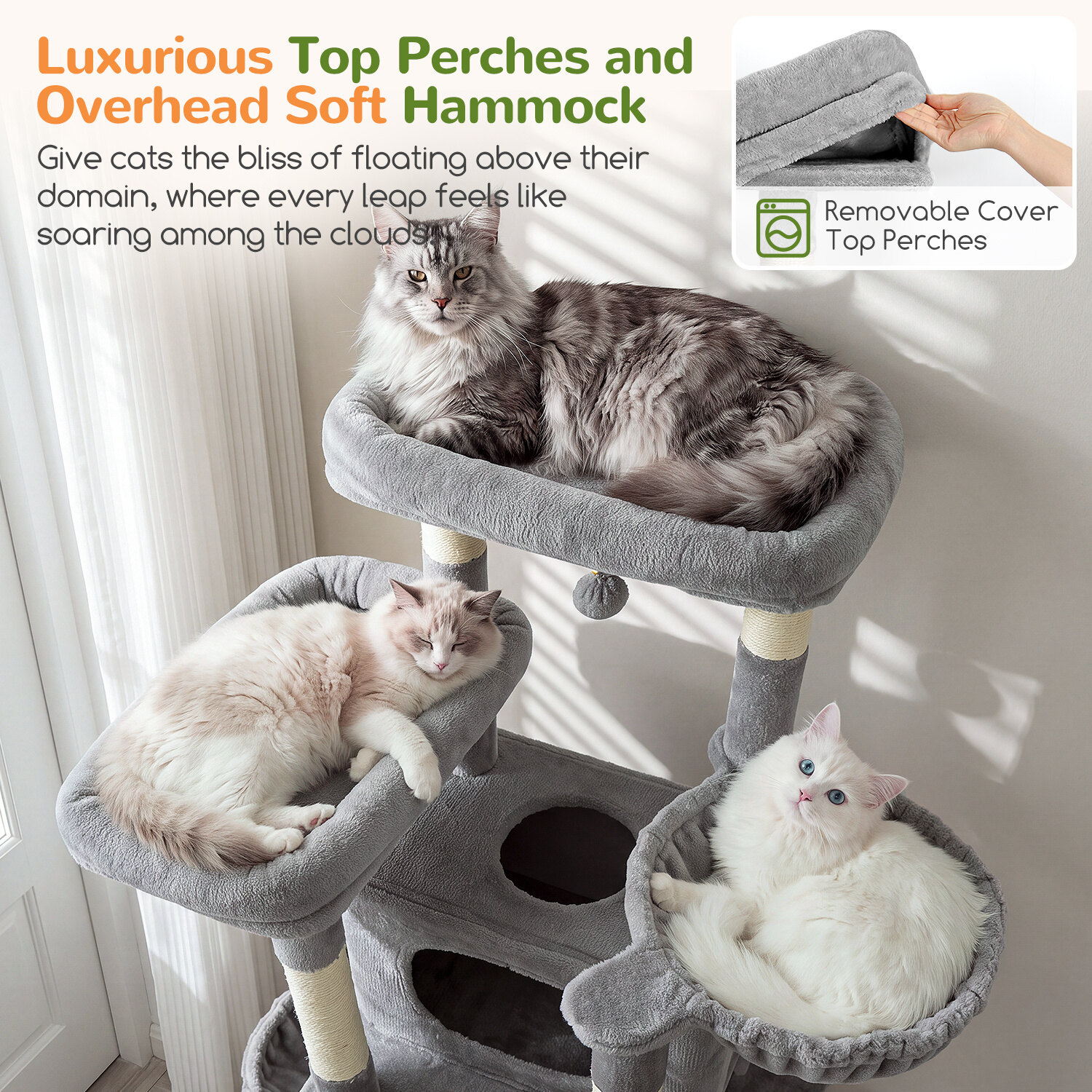 globlazer-f-series-f75g-arbre-chat-75-pouces-gris-clair-robuste image 4