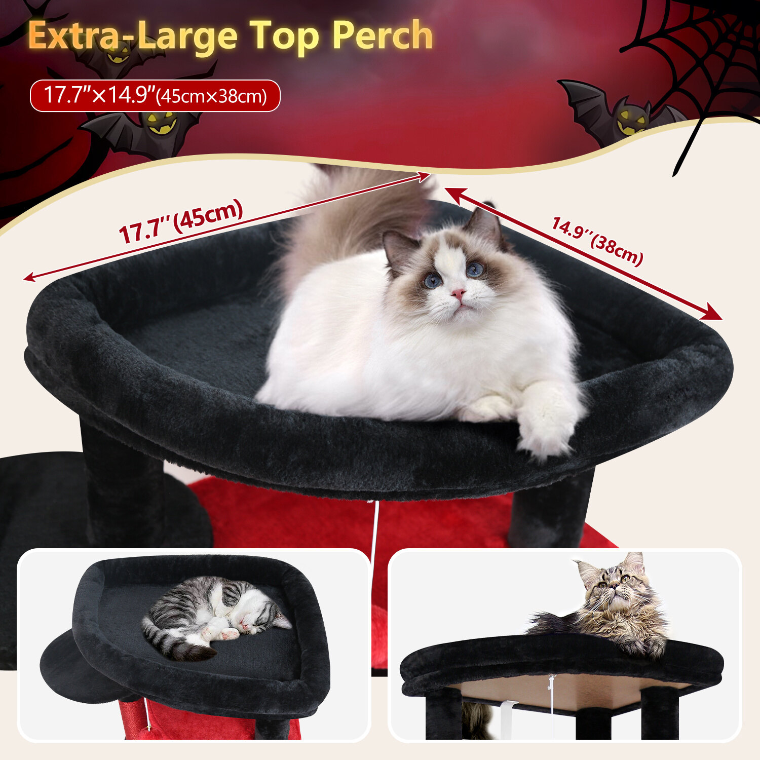 globlazer-c66-arbre-chat-d-angle-168-cm-rouge-noir image 3