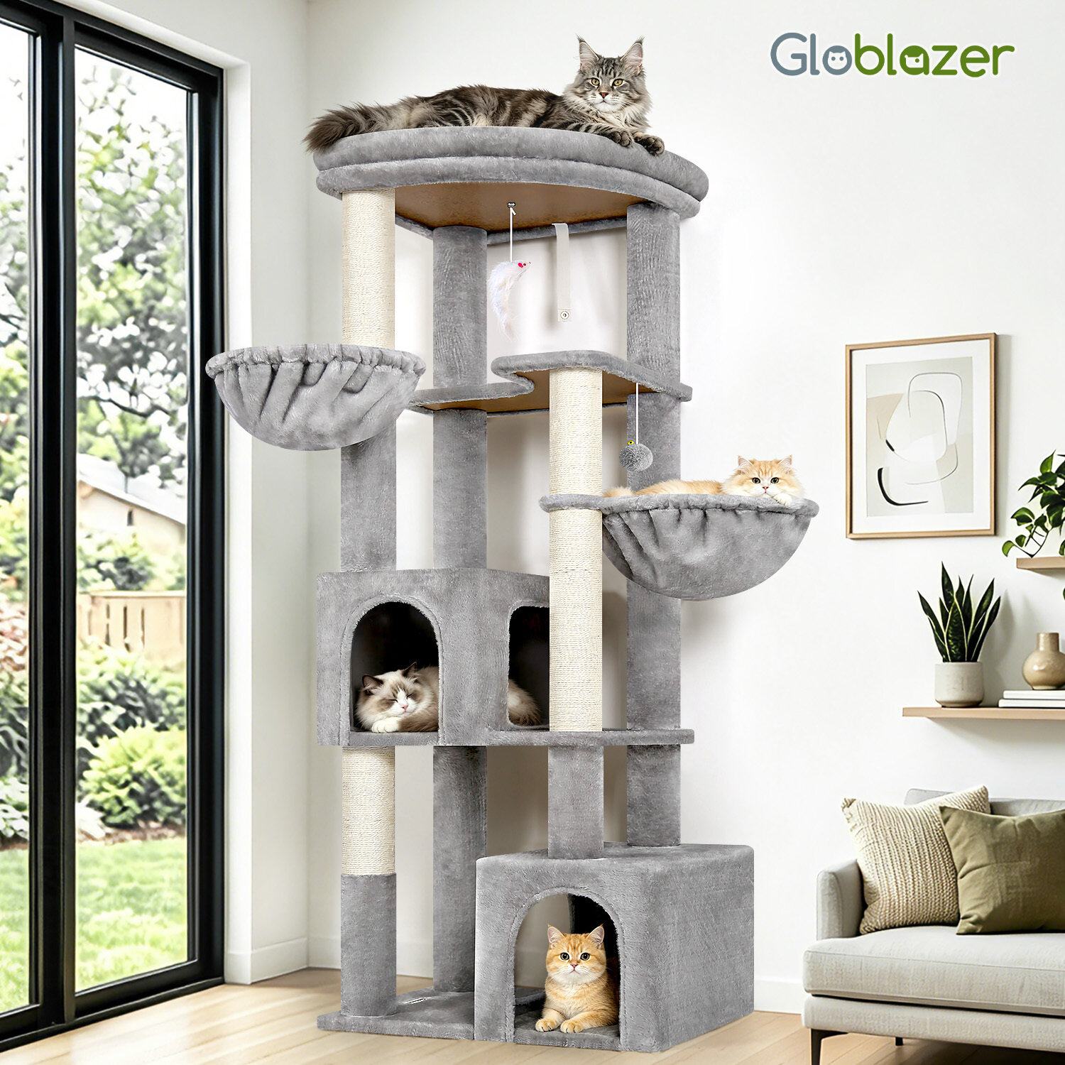 globlazer-c-series-c64-arbre-chat-gris-clair-162-cm-grands-chats image 8