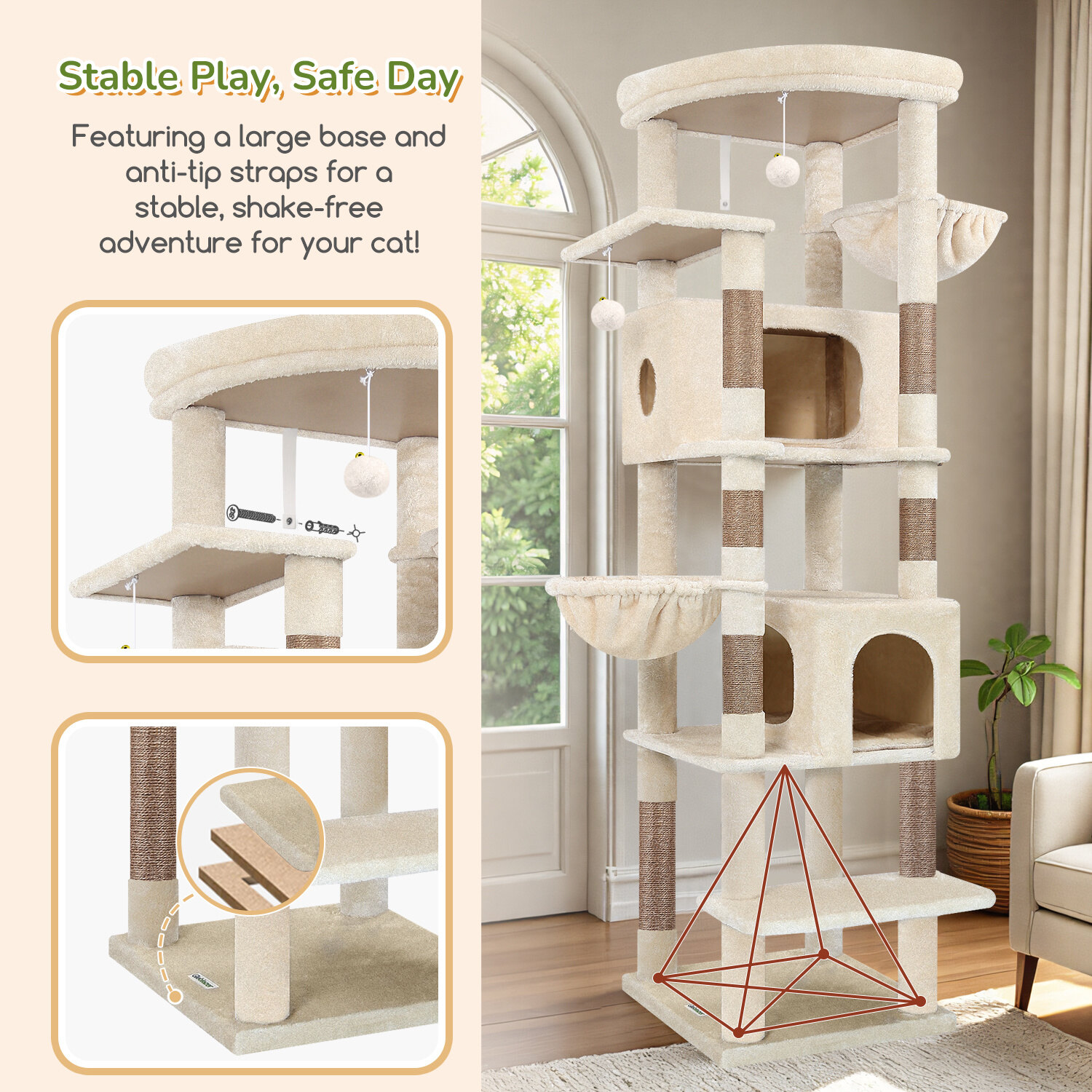 globlazer-s74-arbre-a-chat-beige-188-cm-grand image 6