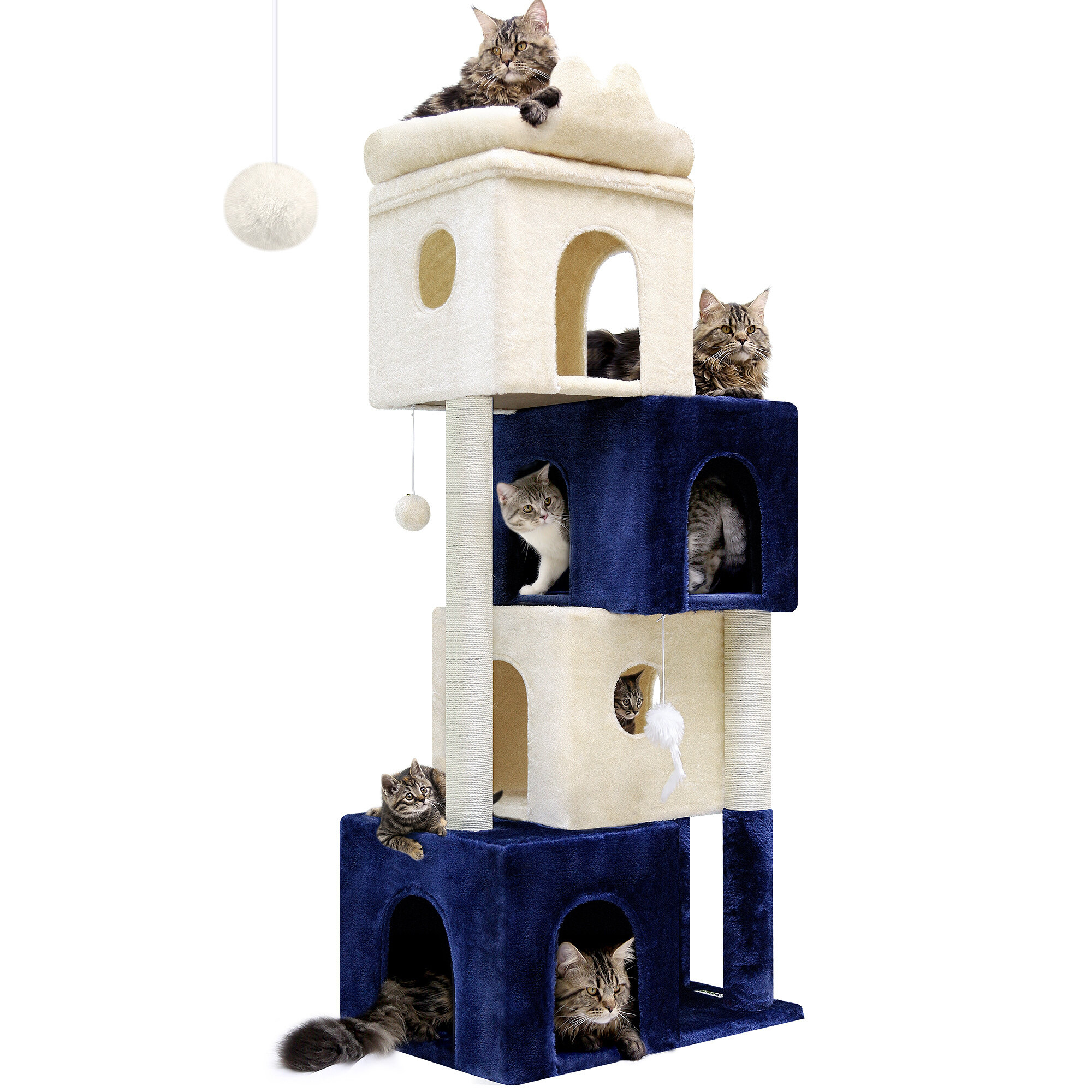 globlazer-f-series-fc61-arbre-chat-cabane-blanc-bleu-155cm image 2