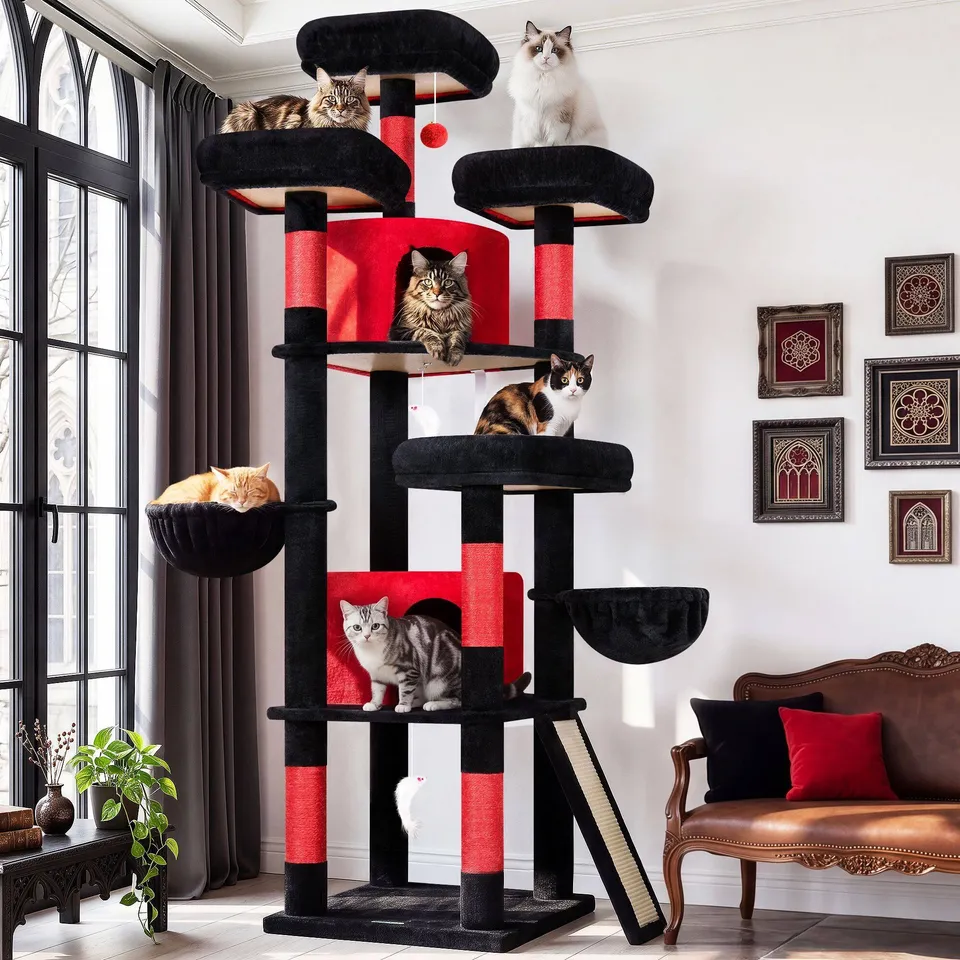 globlazer-f80h-arbre-chat-rouge-noir-80-pouces-grand image 1