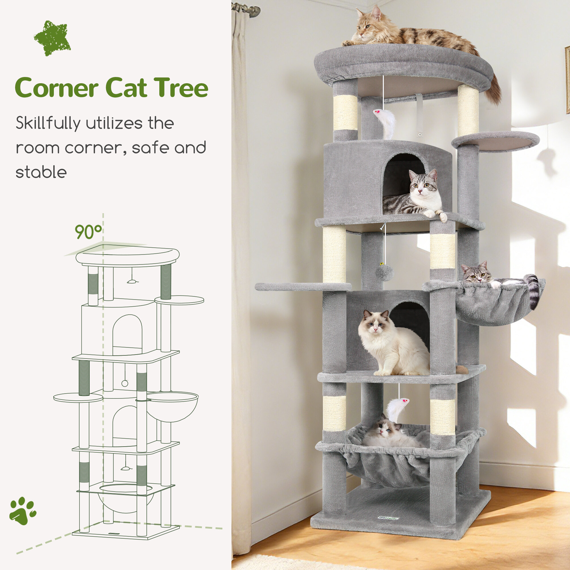 globlazer-c68-arbre-chat-gris-clair-173-cm-large image 5