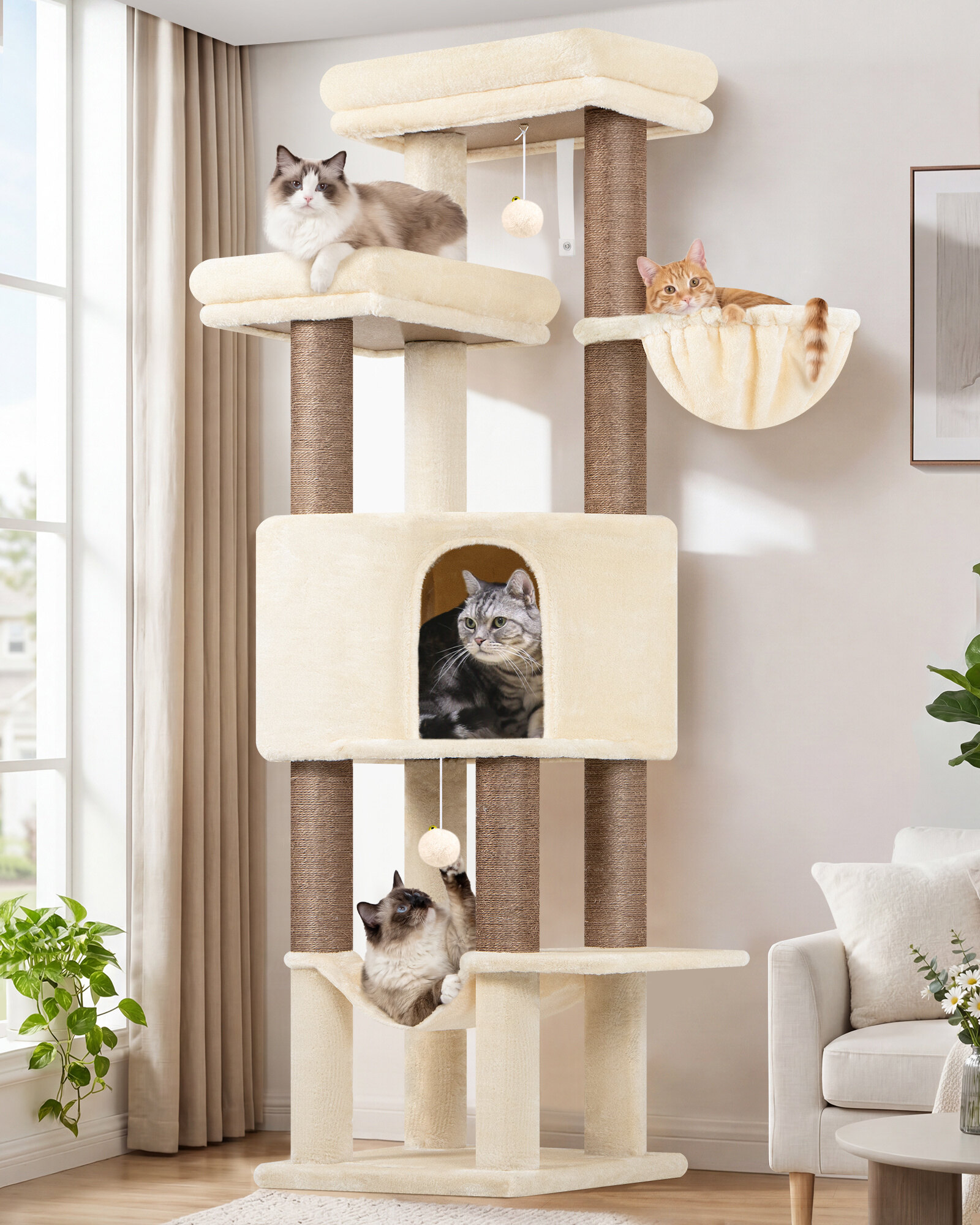 globlazer-f65d-arbre-chat-beige-165-cm image 1