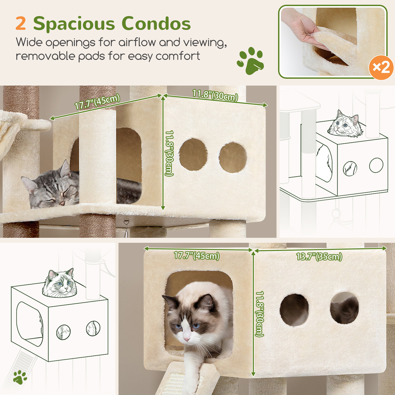 globlazer-s-series-s81g-arbre-chat-beige-81-pouces-grand image 3