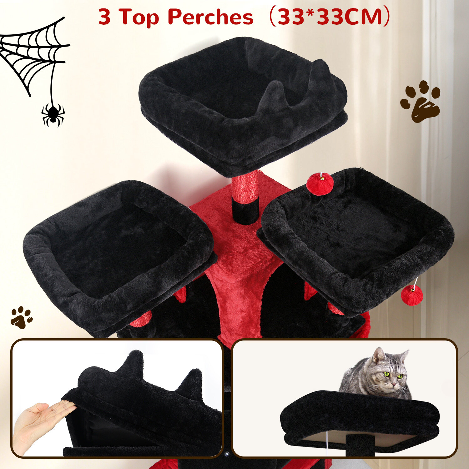 globlazer-f68b-tour-chat-rouge-noir-68-pouces-int-rieur image 3