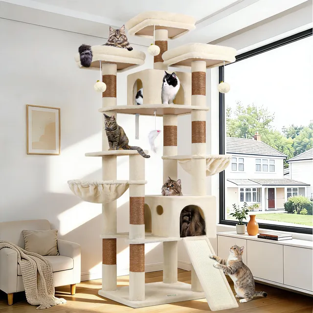globlazer-f83d-arbre-chat-grand-beige-211-cm image 1