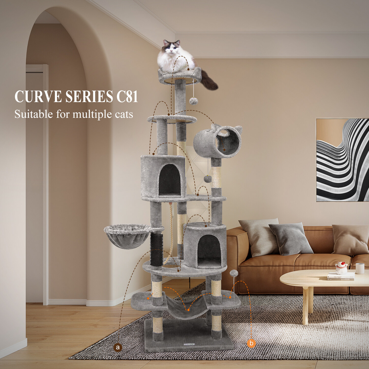globlazer-c81-arbre-chat-206-cm-gris-clair-xxl image 3