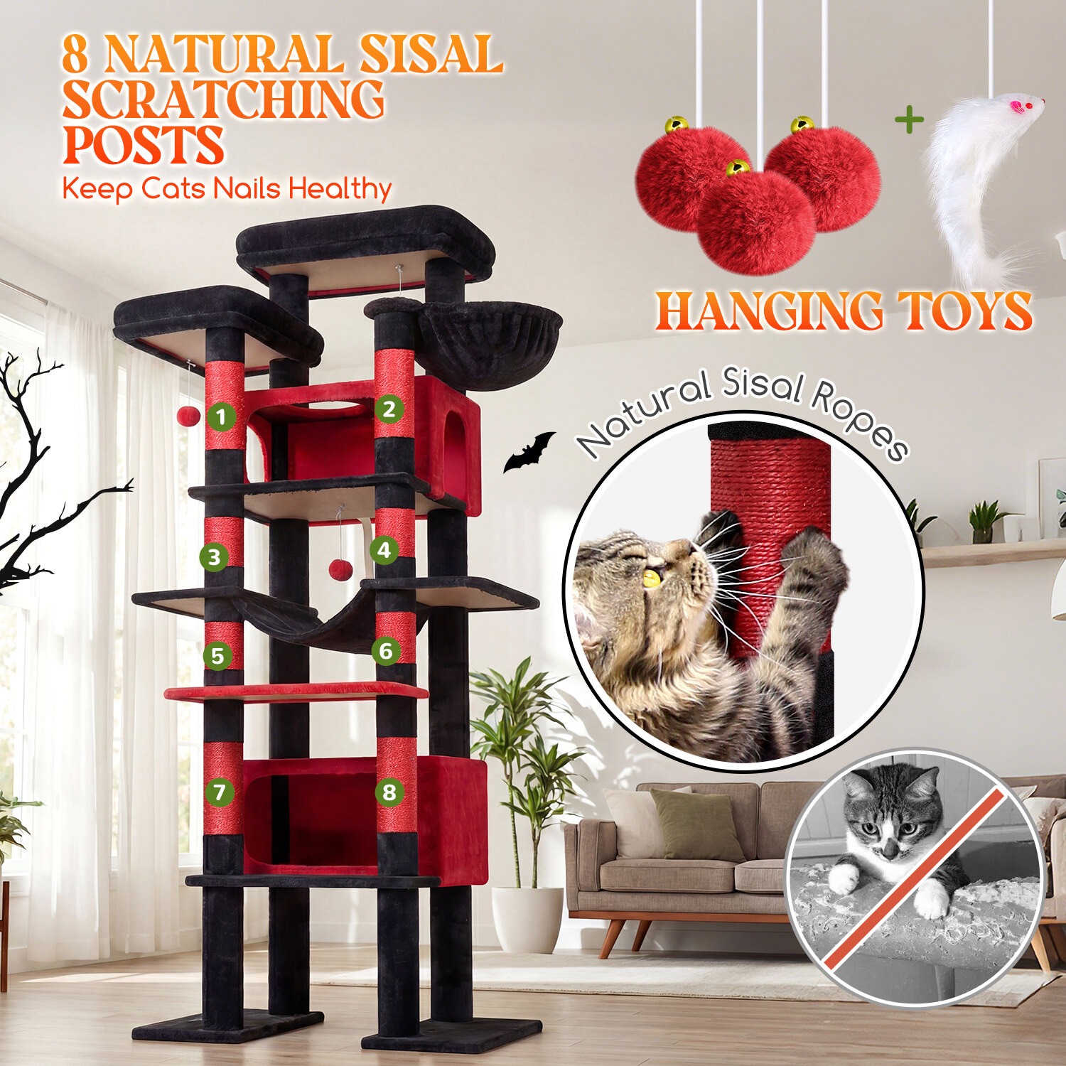 globlazer-f83b-arbre-chat-rouge-noir-83-pouces image 5