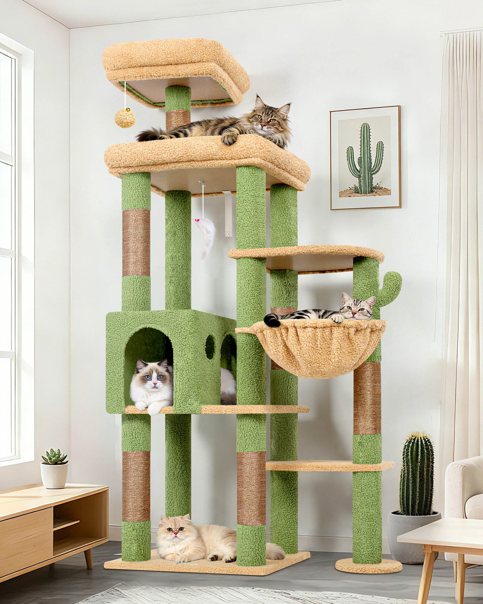 globlazer-f65b-tour-chat-vert-cactus-165-cm-haute image 1