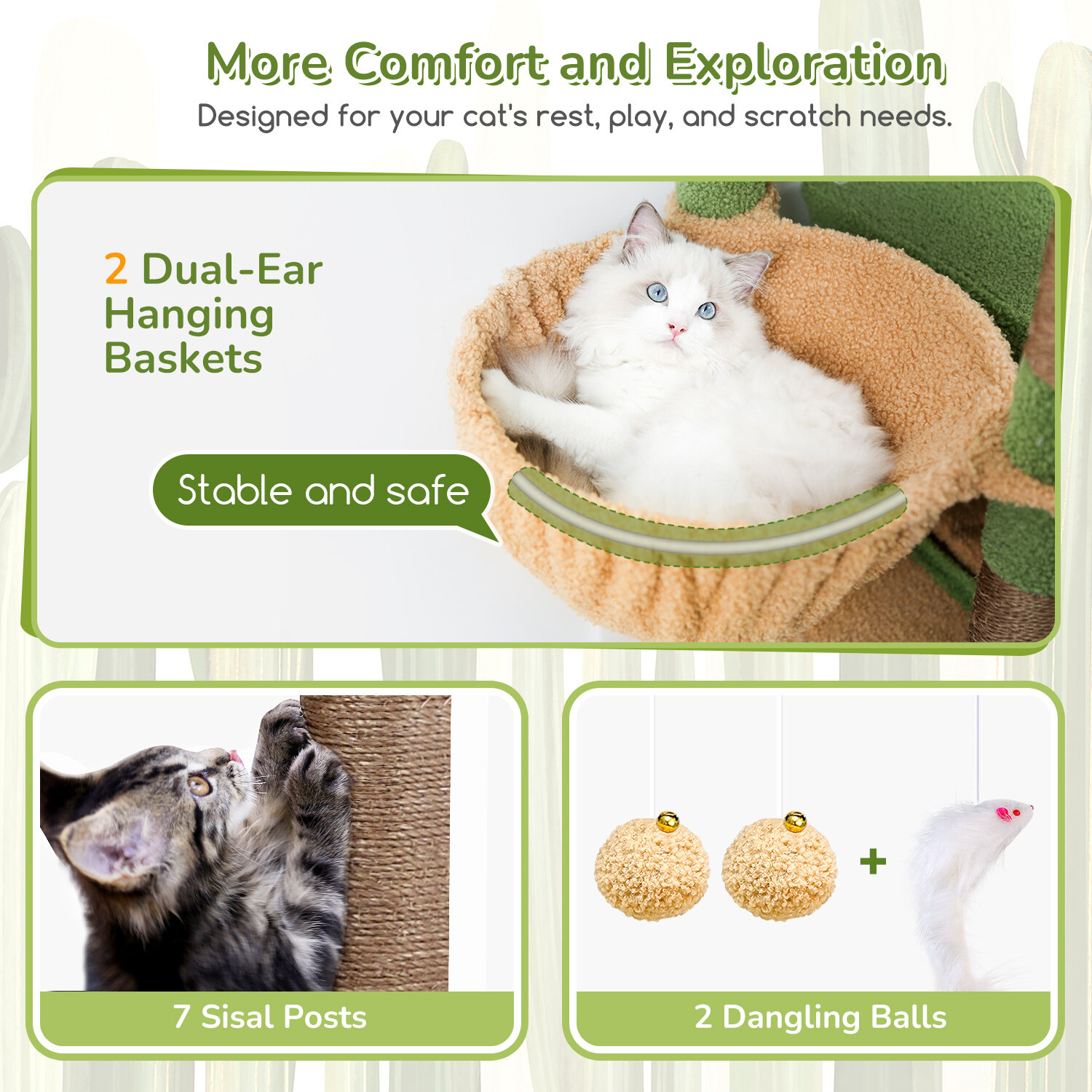 globlazer-s74-arbre-chat-vert-cactus-74-pouces-grand image 5