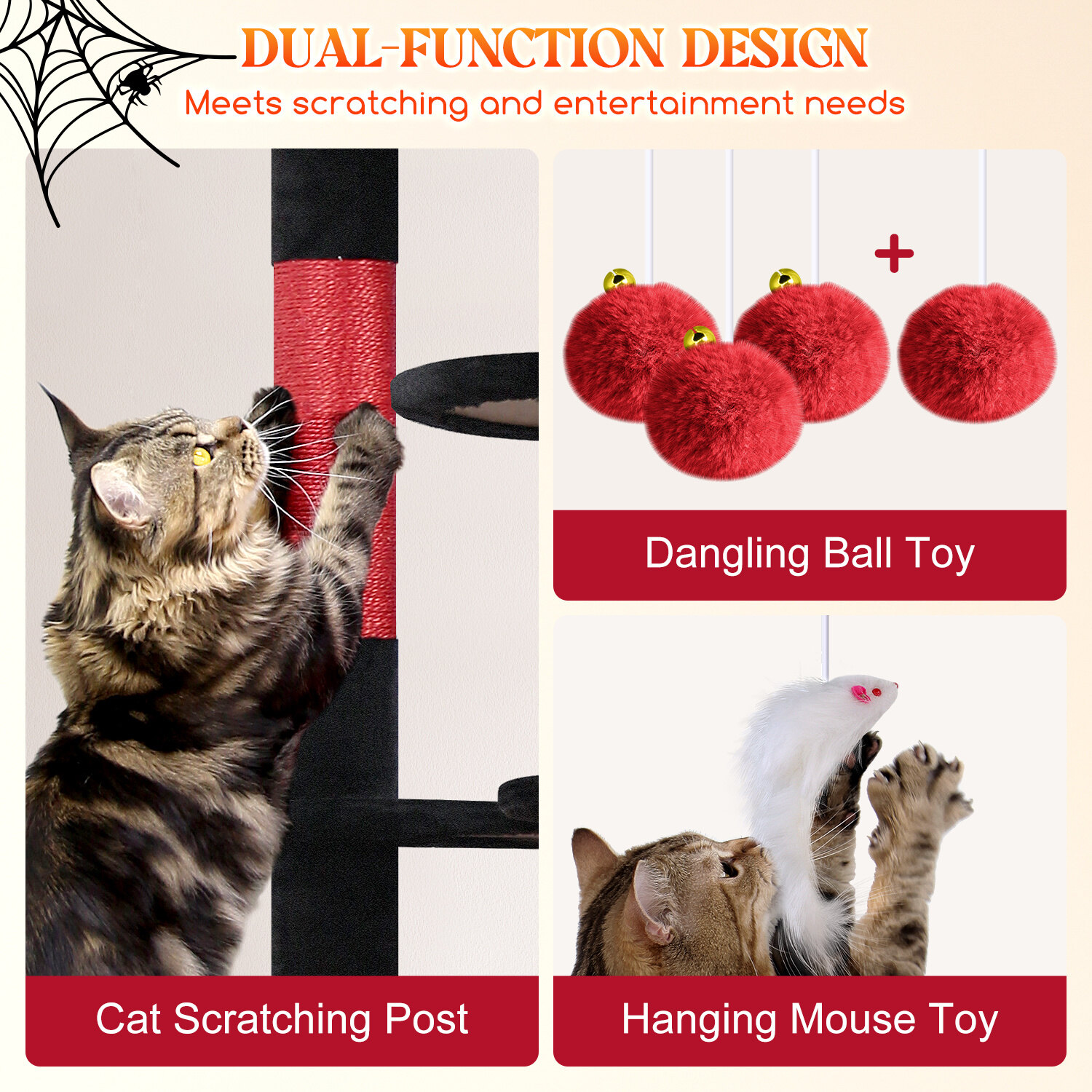 globlazer-f82-arbre-chat-208-cm-rouge-noir-avec-hamac image 6
