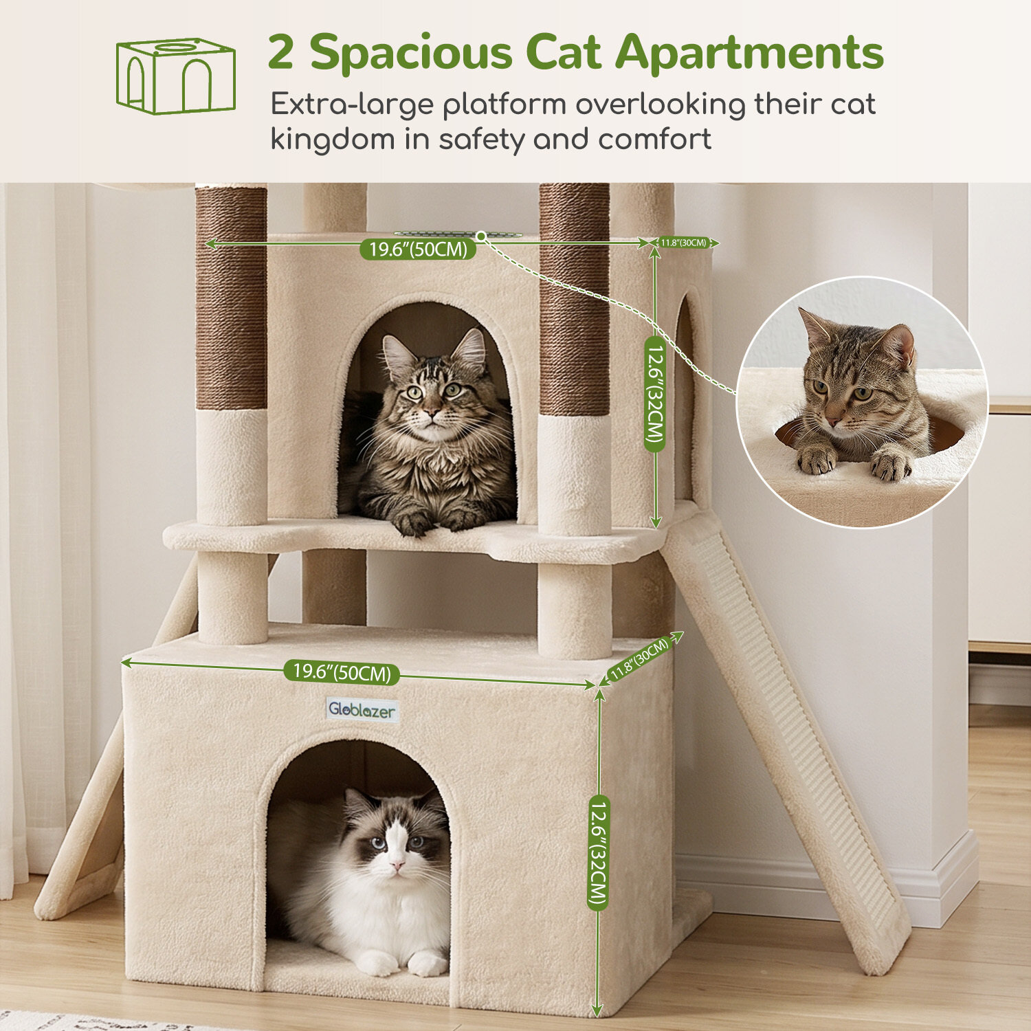 globlazer-f-series-f74g-arbre-chat-beige-74-pouces-familial image 3