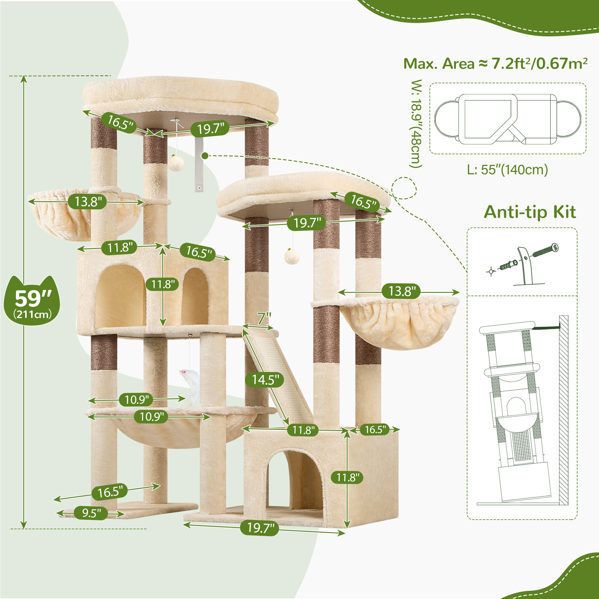 globlazer-s59-arbre-chat-beige-150-cm-grand image 7