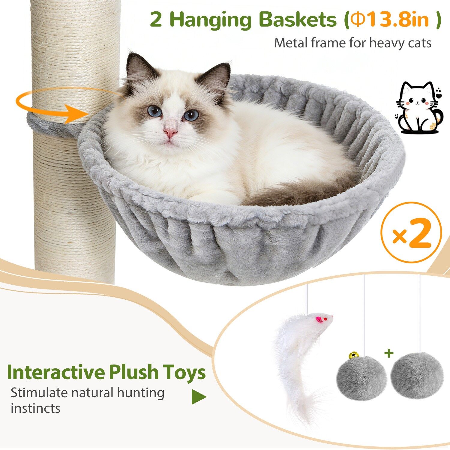 globlazer-s67-arbre-a-chat-gris-clair-170-cm image 7