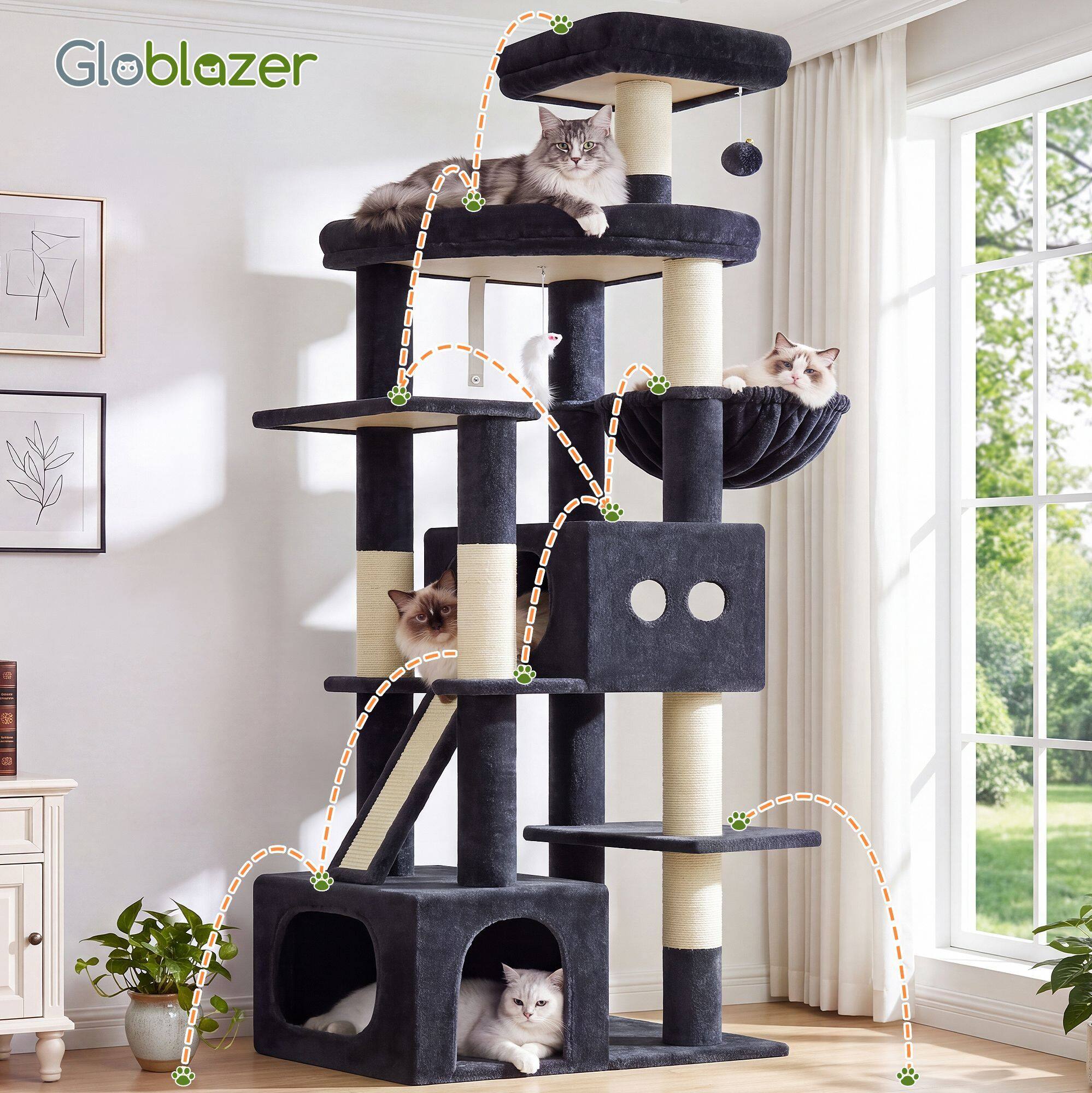 globlazer-f74-arbre-chat-188-cm-gris-fonc-grands-chats image 3
