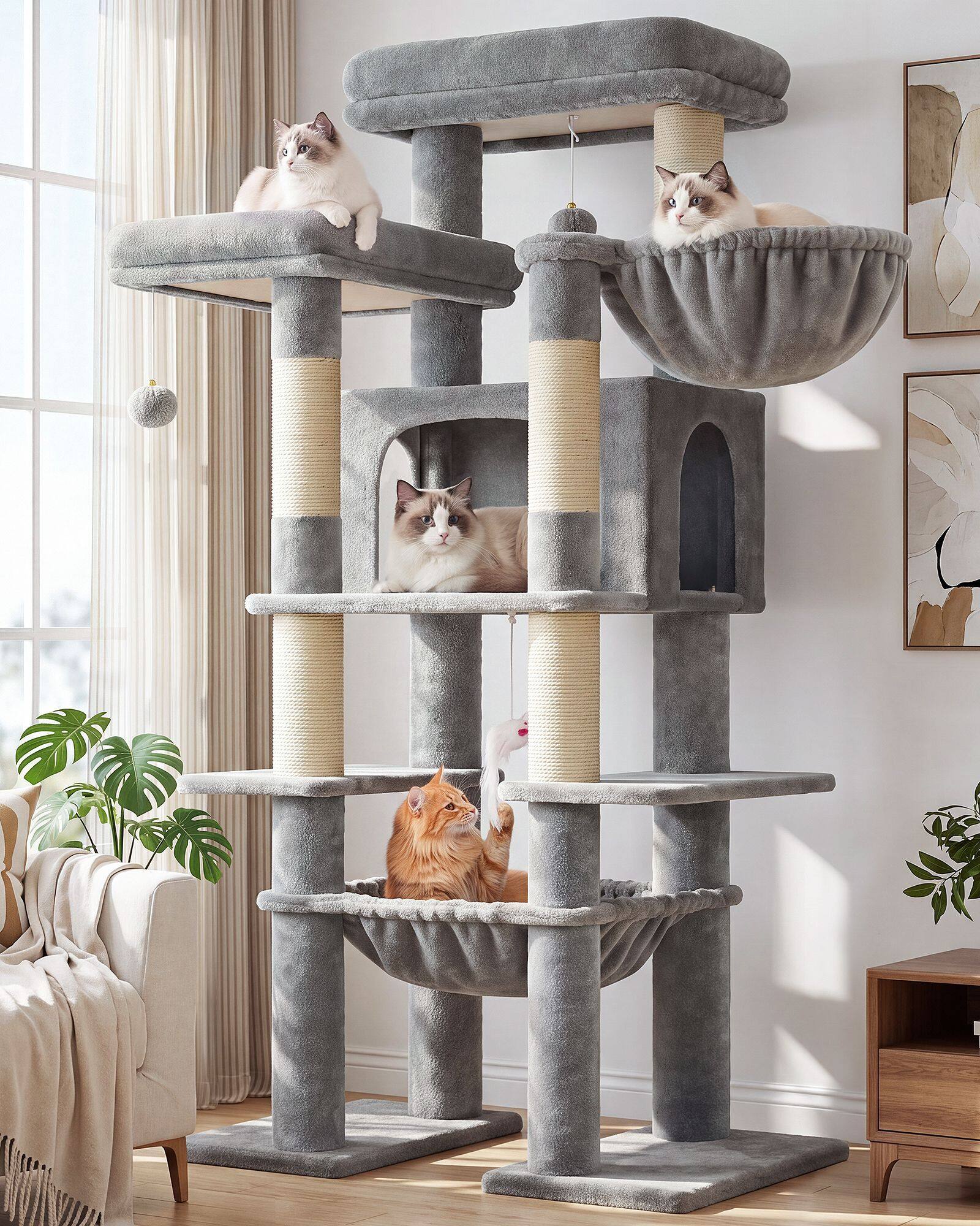 globlazer-f61b-arbre-chat-gris-clair-155-cm-xxl image 1