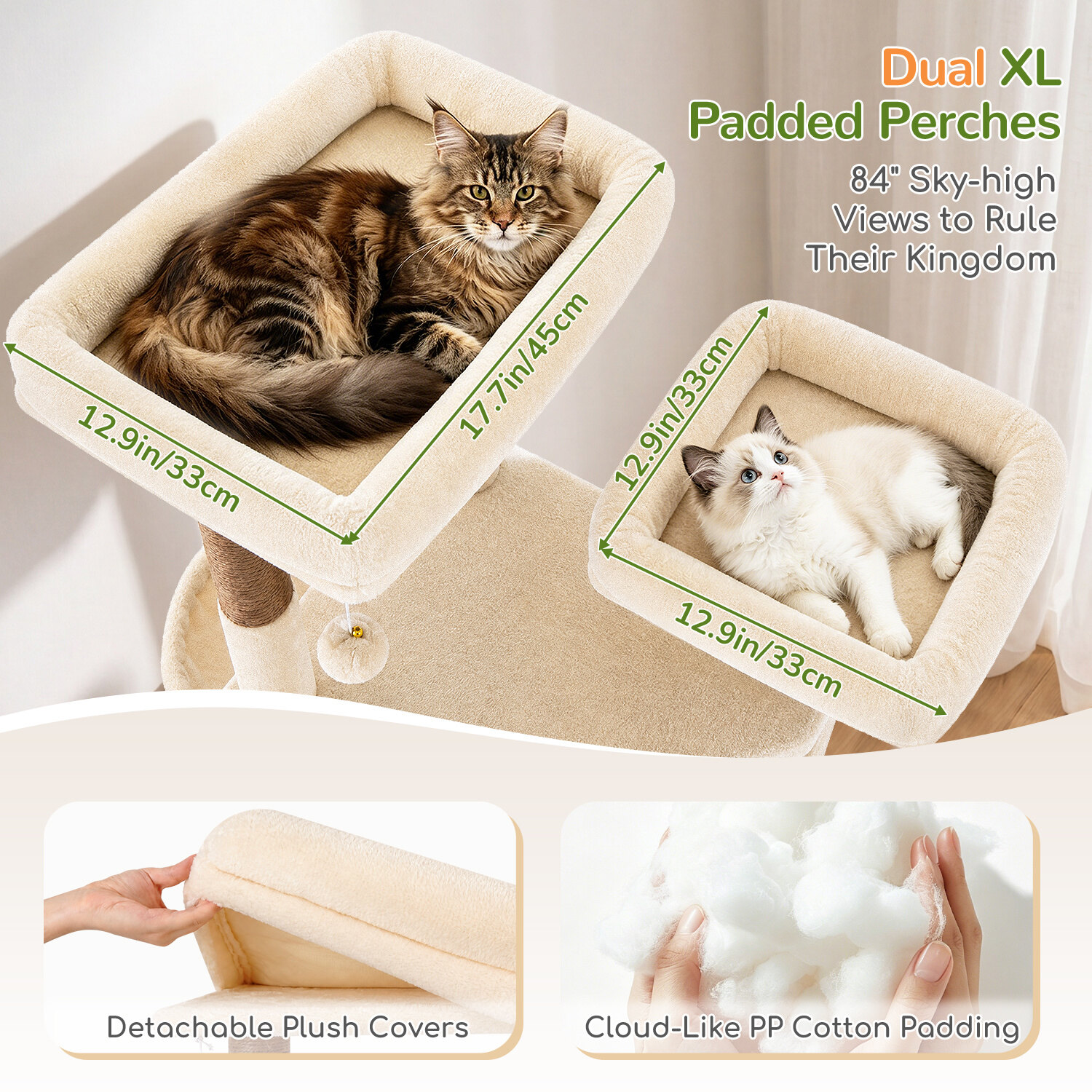 globlazer-f84g-arbre-chat-beige-84-pouces-grande-tour image 3