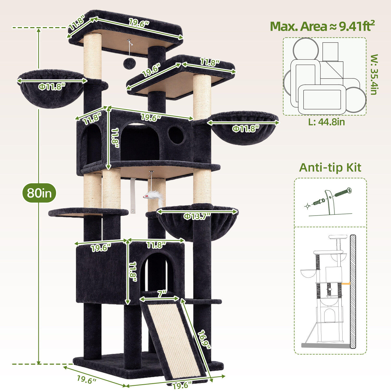 globlazer-f-series-f80k-arbre-chat-grand-chat-203-cm-stable image 7