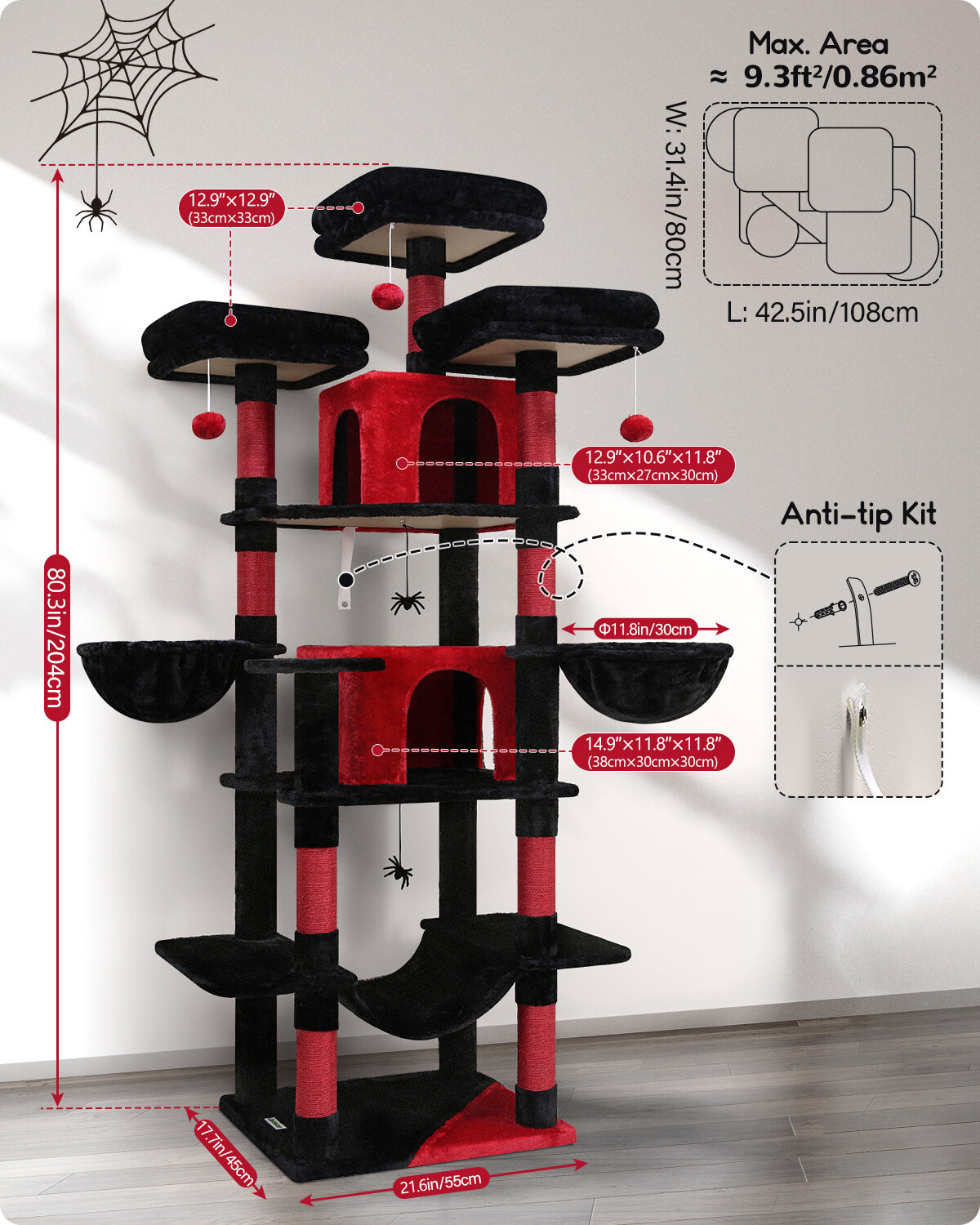 globlazer-f-series-f80-arbre-chat-noir-rouge-80-pouces image 7