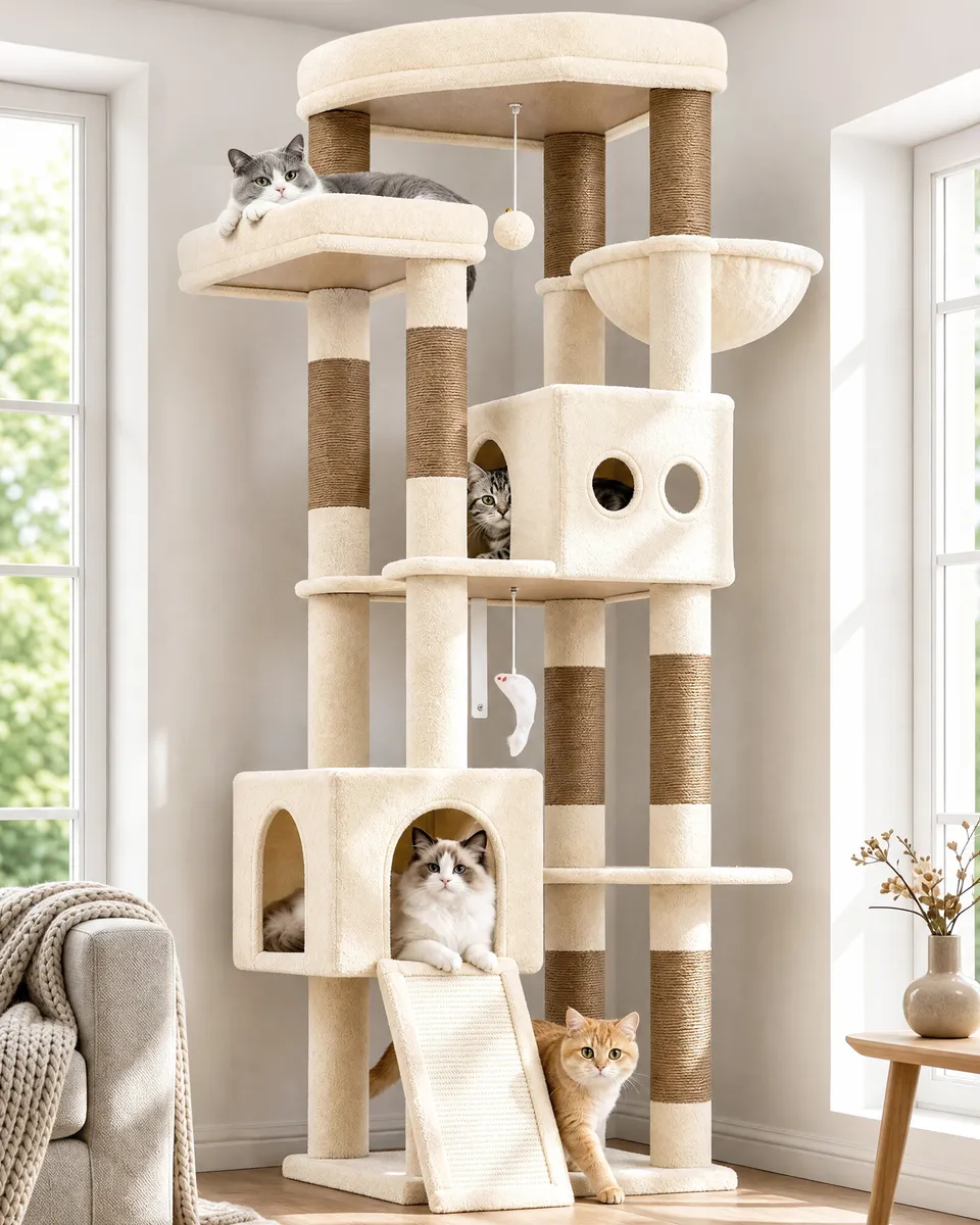 globlazer-f73b-arbre-chat-beige-73-pouces-niche image 1