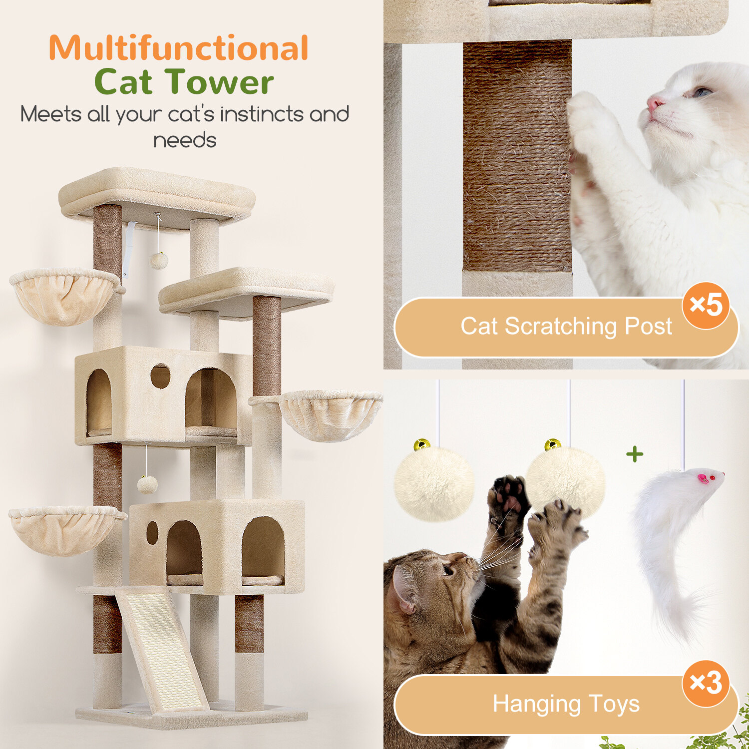 globlazer-f72g-arbre-chat-beige-72-pouces-grands-chats image 7