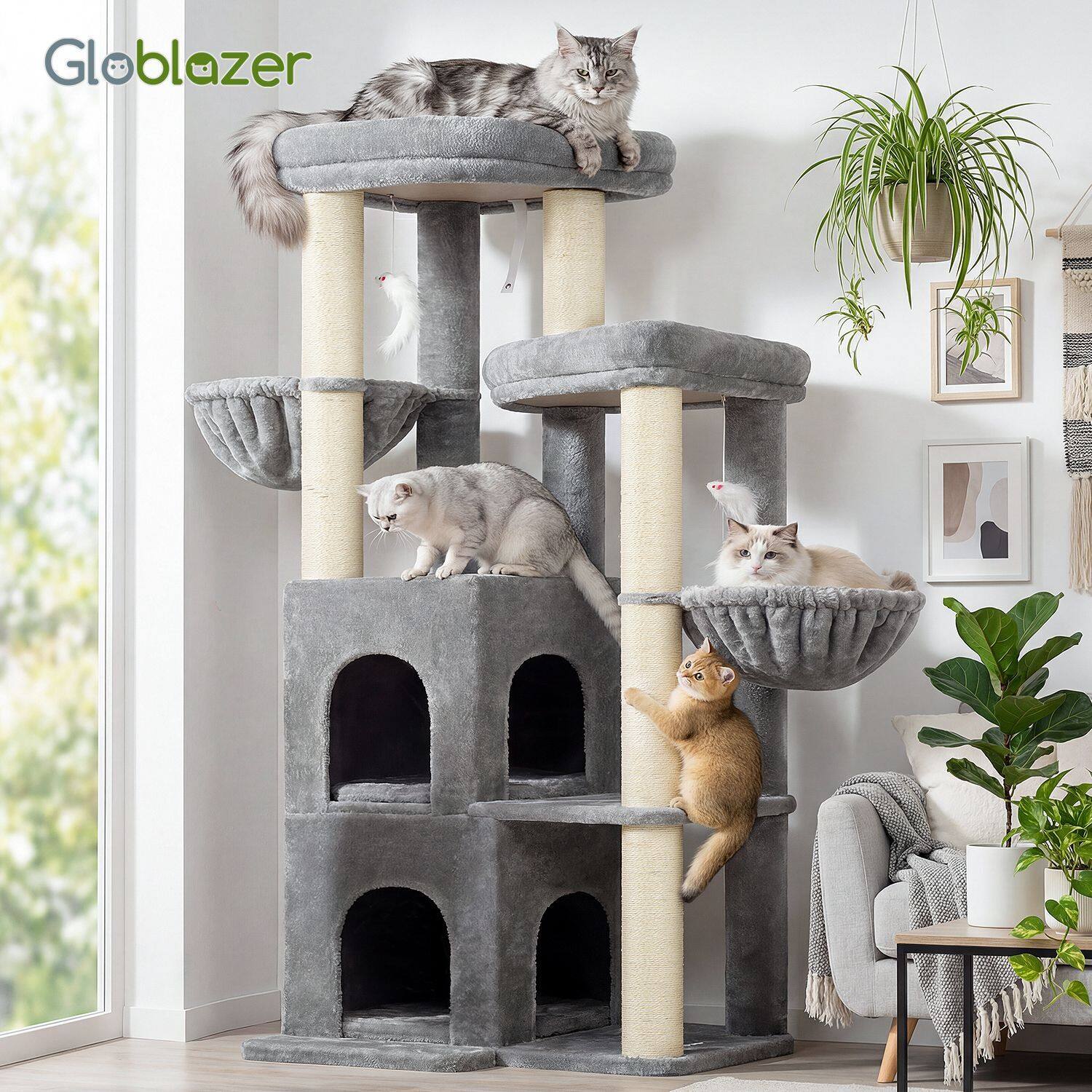 globlazer-s-series-s63-arbre-chat-gris-clair-63-pouces-gros-chat image 8