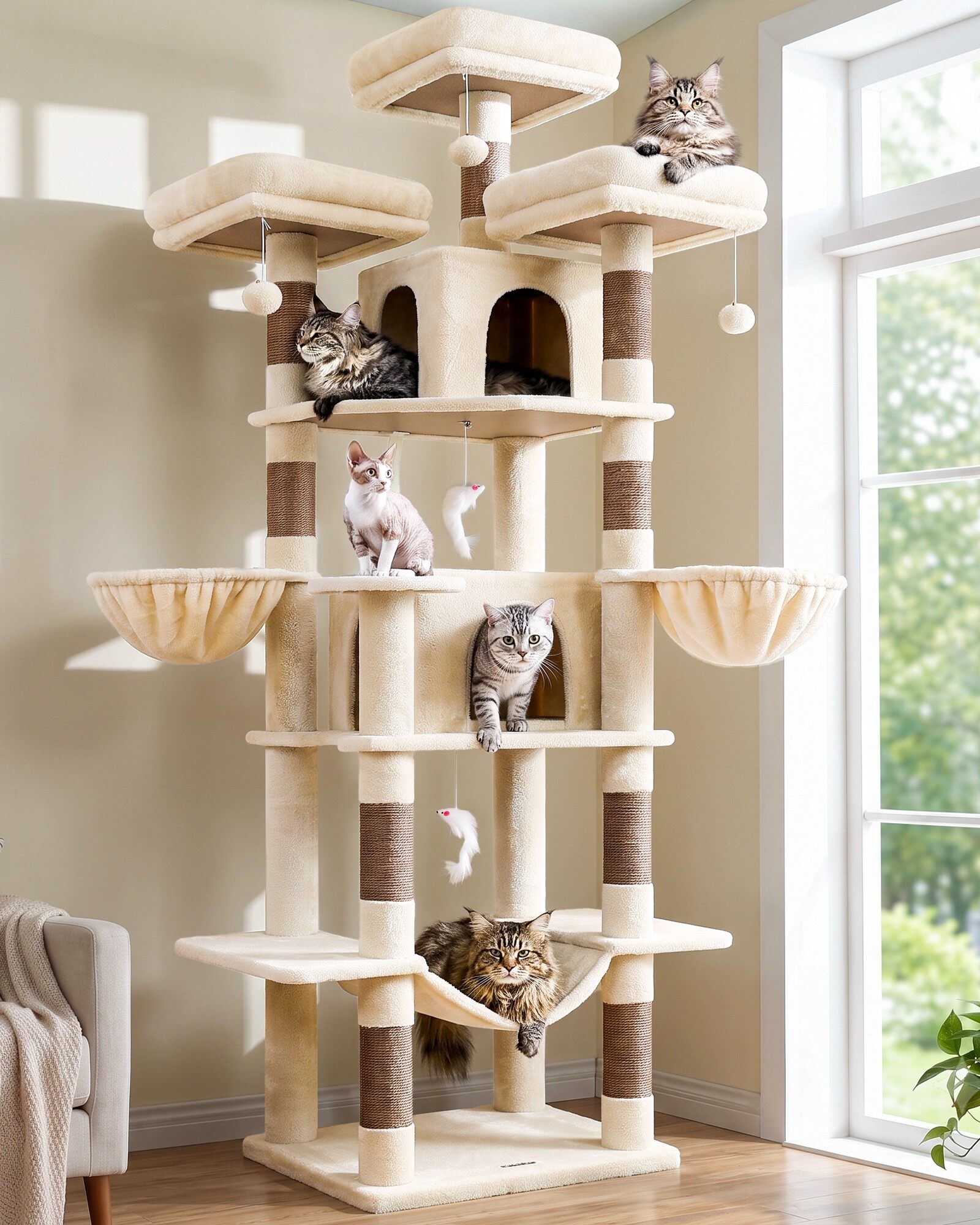 globlazer-f80-arbre-chat-beige-80-pouces-xxl image 1