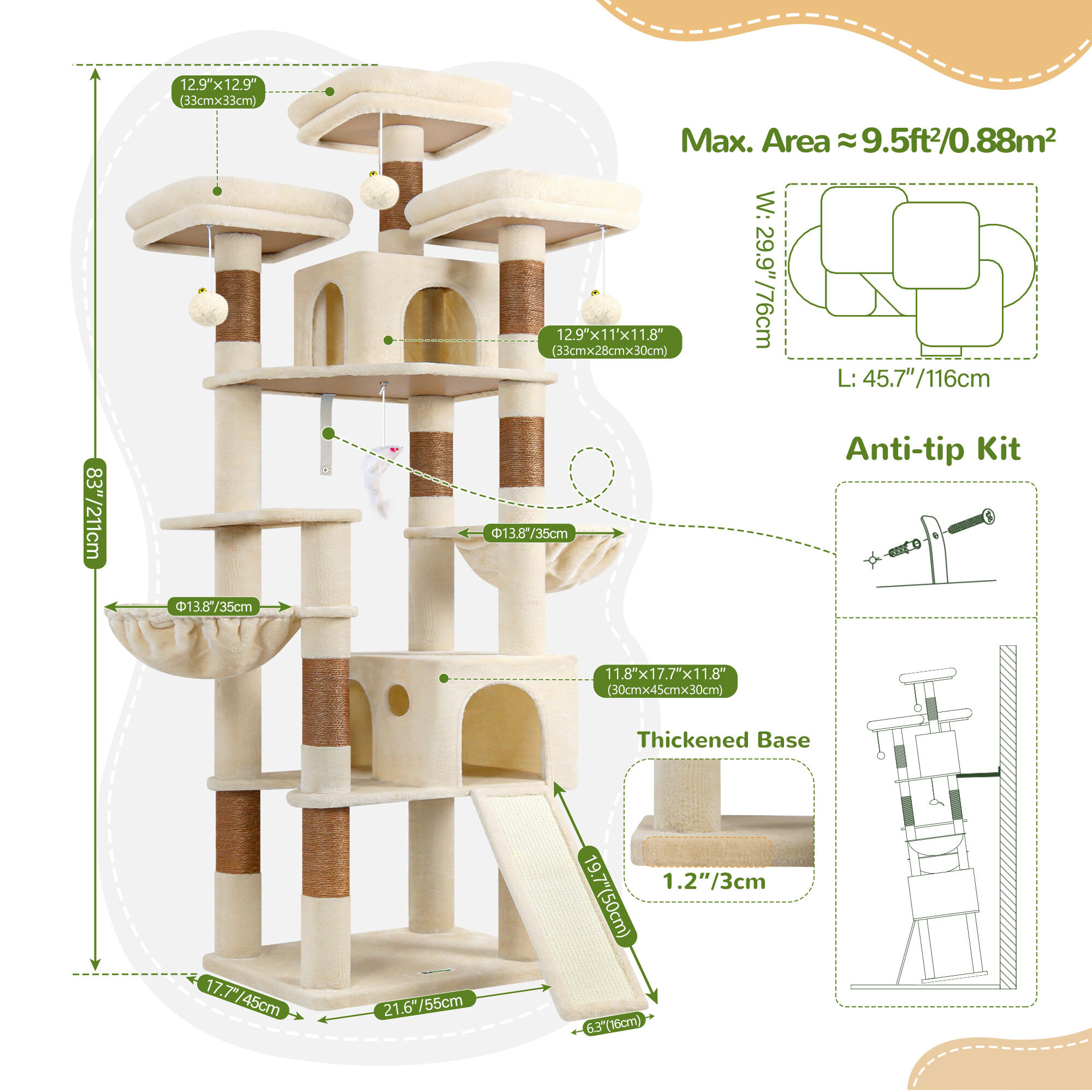 globlazer-f83d-arbre-chat-grand-beige-211-cm image 6