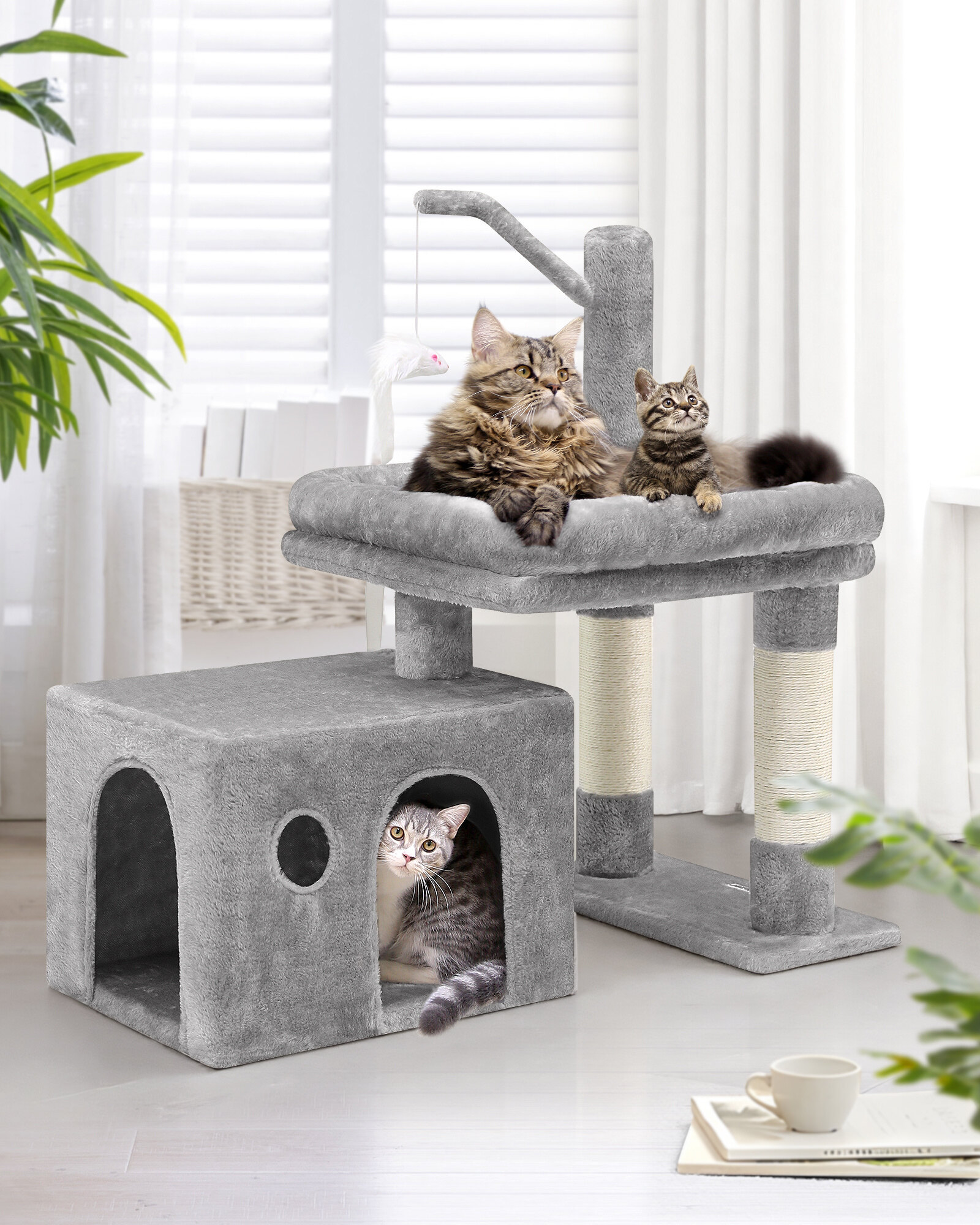 globlazer-f32-arbre-chat-32-pouces-gris-clair-petit image 1