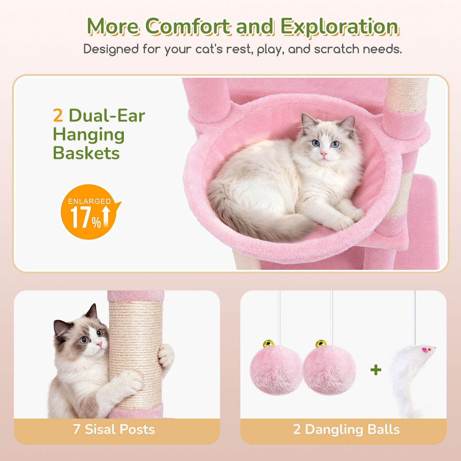 globlazer-s-series-s74-arbre-chat-rose-74-pouces-grand image 5