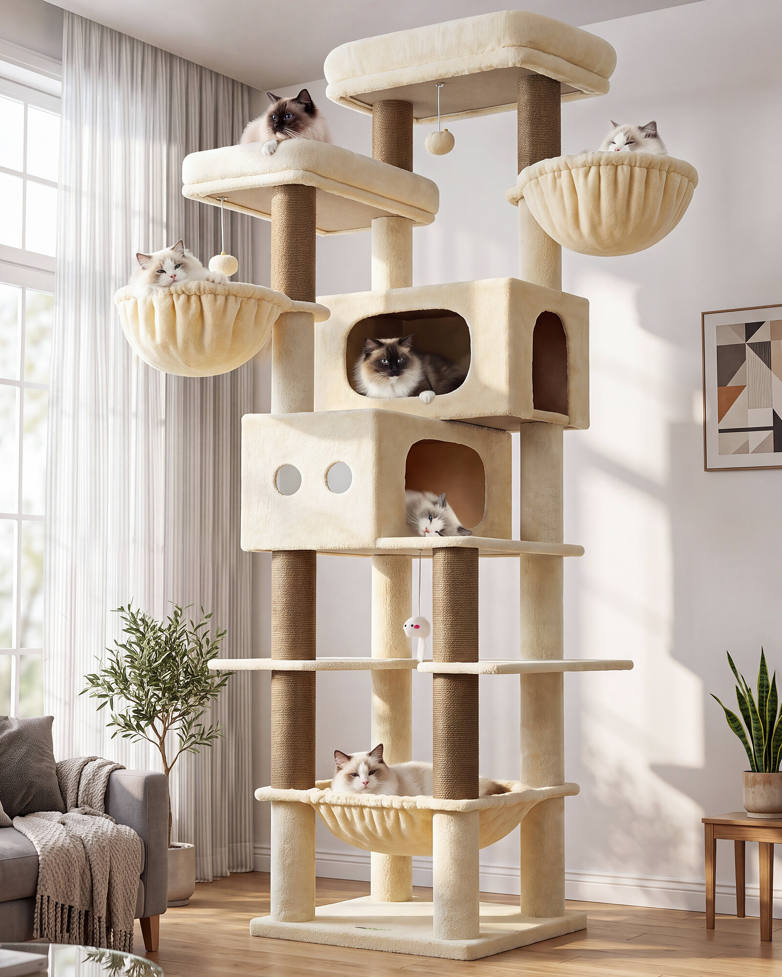globlazer-f-series-f81e-arbre-chat-beige-81-pouces-xxl image 1