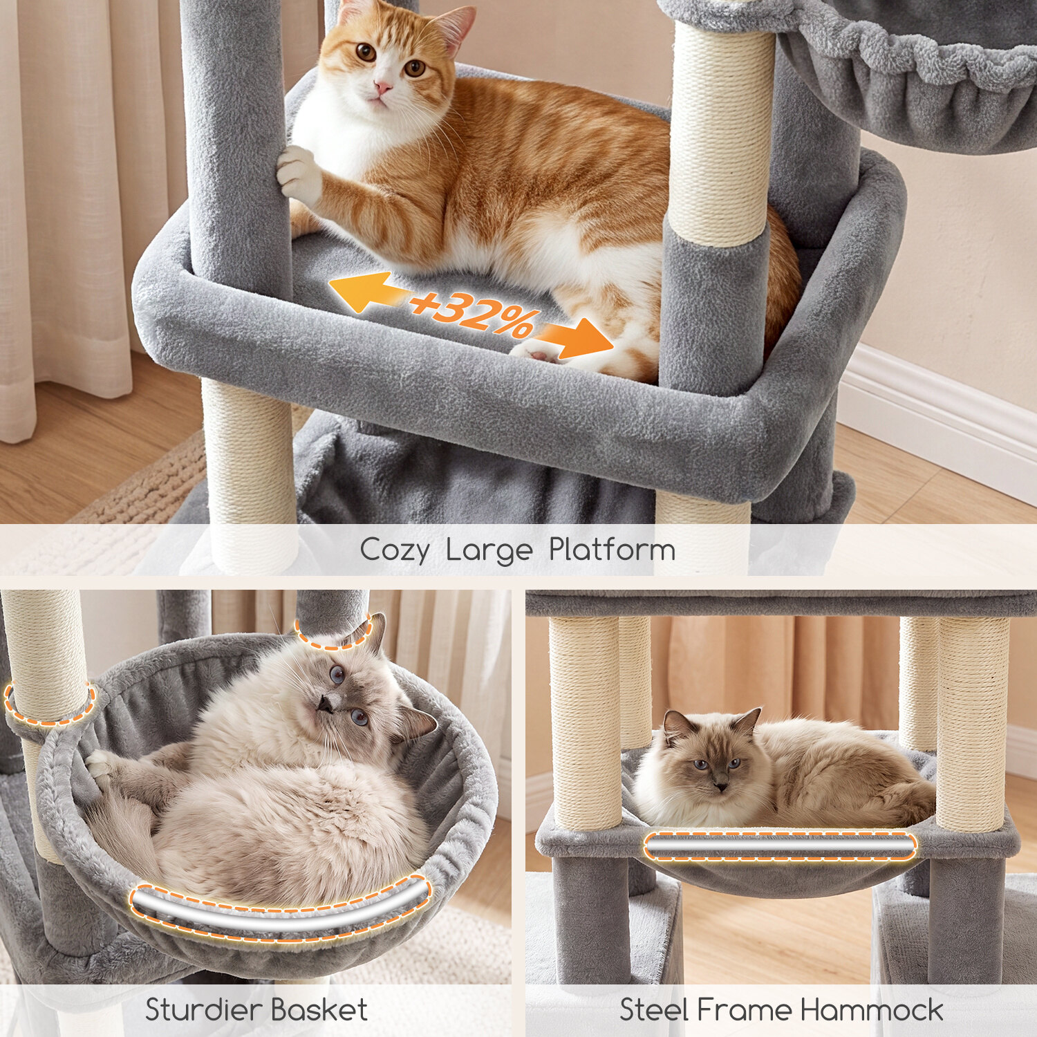 globlazer-s-series-s72g-arbre-chat-gris-fonc-72-pouces-grand image 7