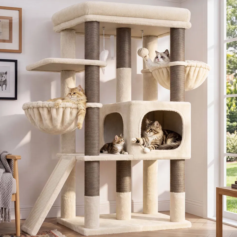 globlazer-52-pouces-arbre-chat-beige-plateforme-xl image 1