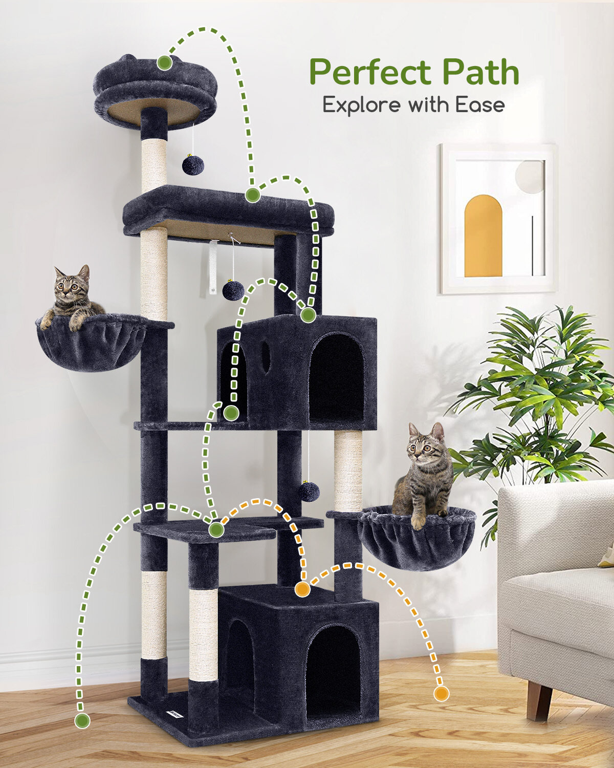 globlazer-f-series-f73-arbre-chat-grand-chat-gris-fonc-73-pouces image 6