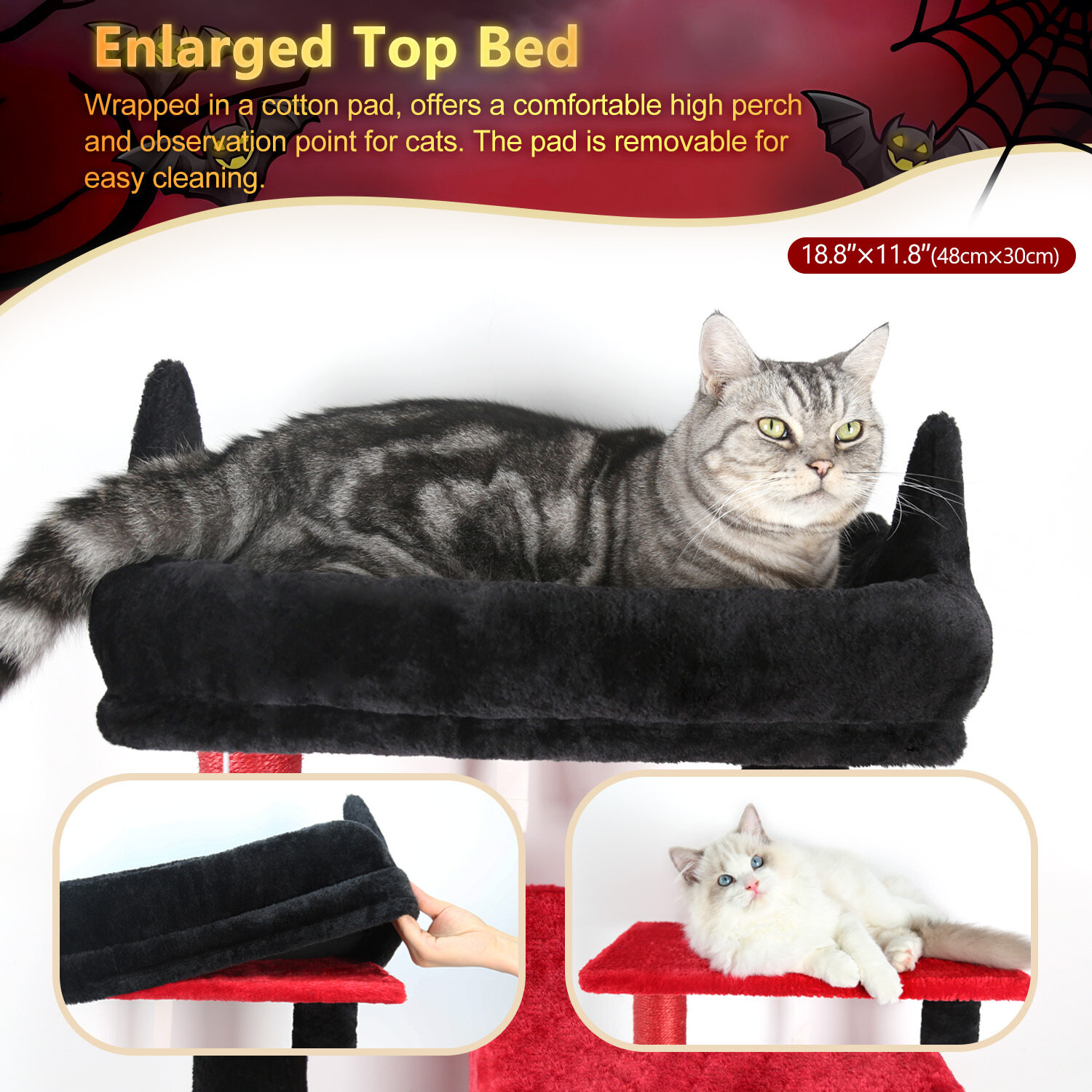 globlazer-f53-arbre-chat-135-cm-rouge-noir-gothique image 3