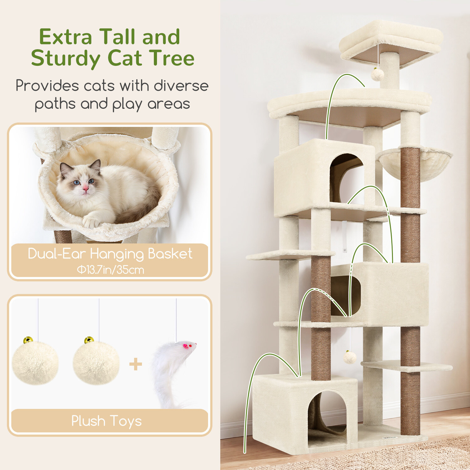 globlazer-s-series-s80-arbre-chat-beige-80-pouces-griffoir image 6