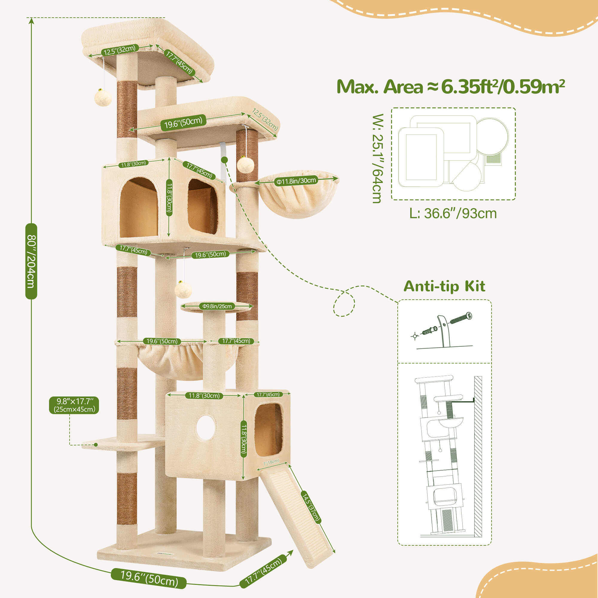 globlazer-f-series-f80g-arbre-chat-beige-80-pouces image 7