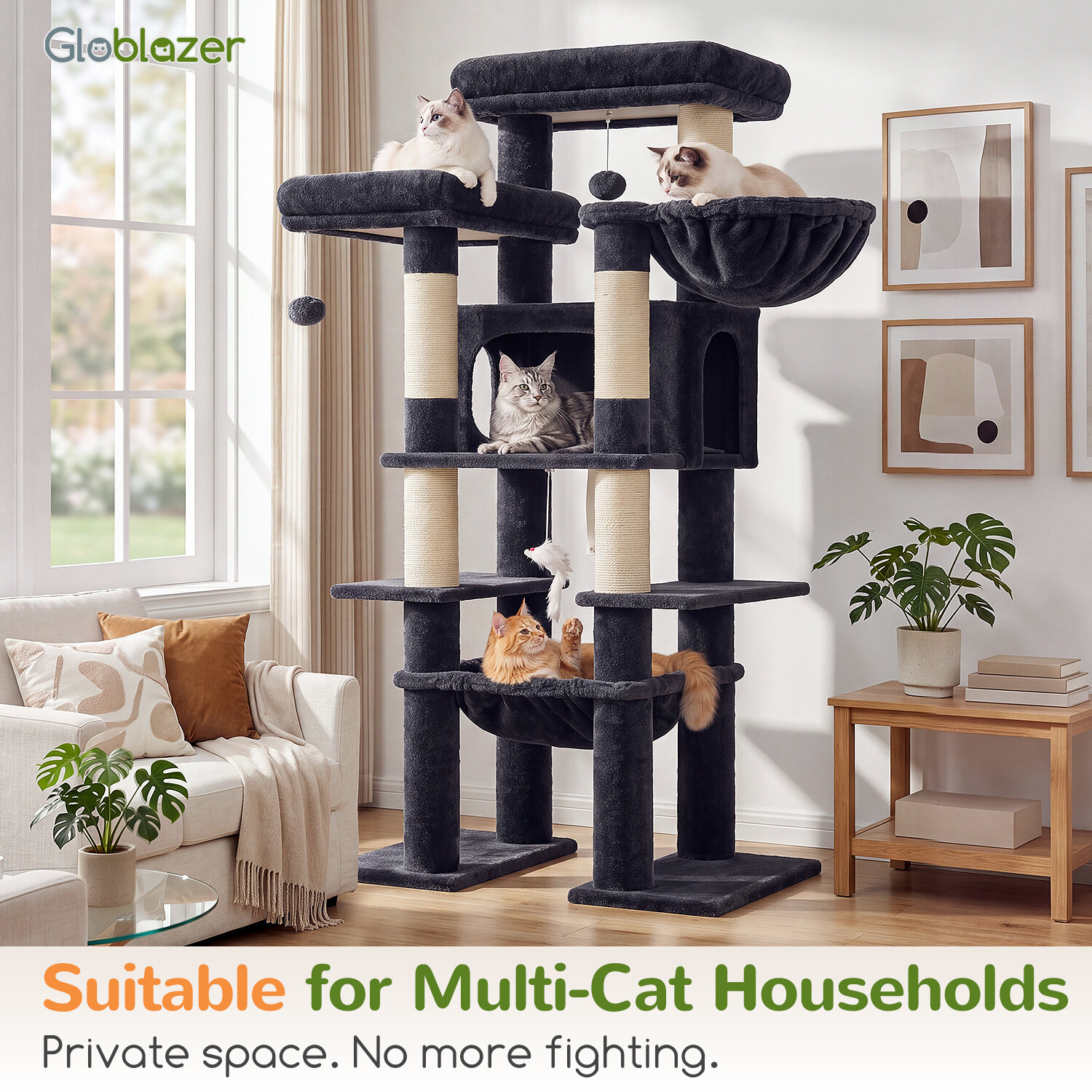 globlazer-f-series-f61b-arbre-chat-gris-fonc-61-pouces-xl image 8