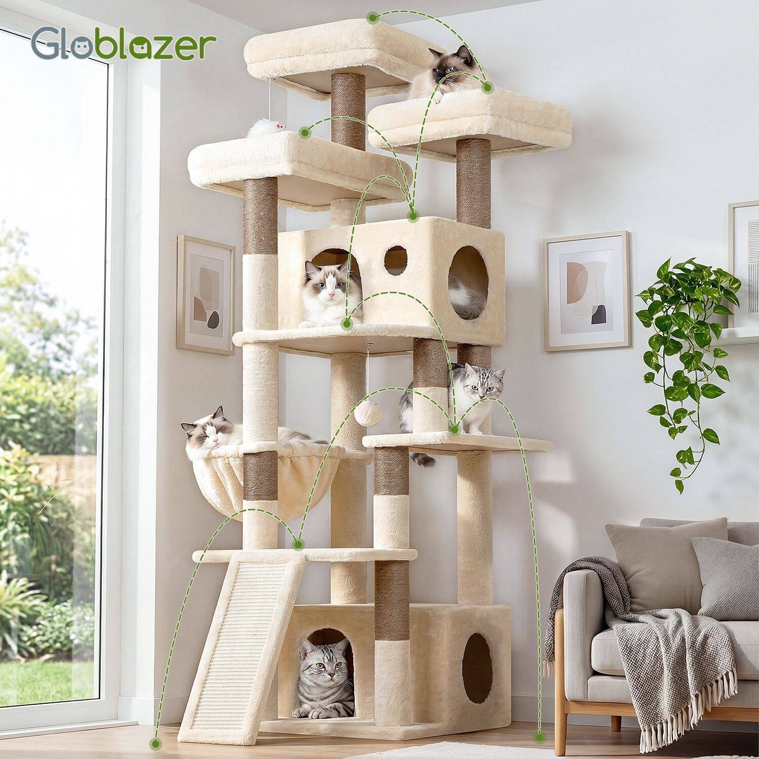 globlazer-f-series-f73c-arbre-chat-beige-185-cm image 8
