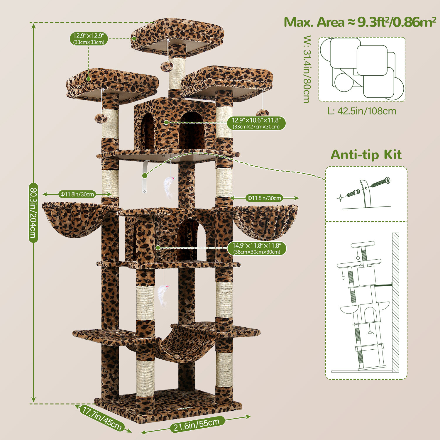 globlazer-f-series-f80-arbre-chat-l-opard-80-pouces image 7