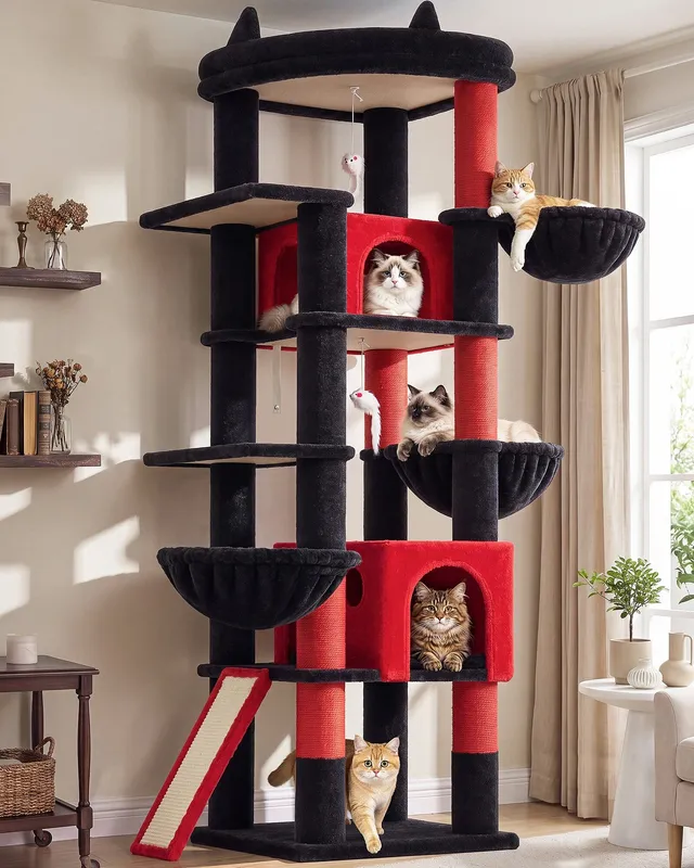 globlazer-s78g-arbre-chat-grand-rouge-noir-198-cm image 1